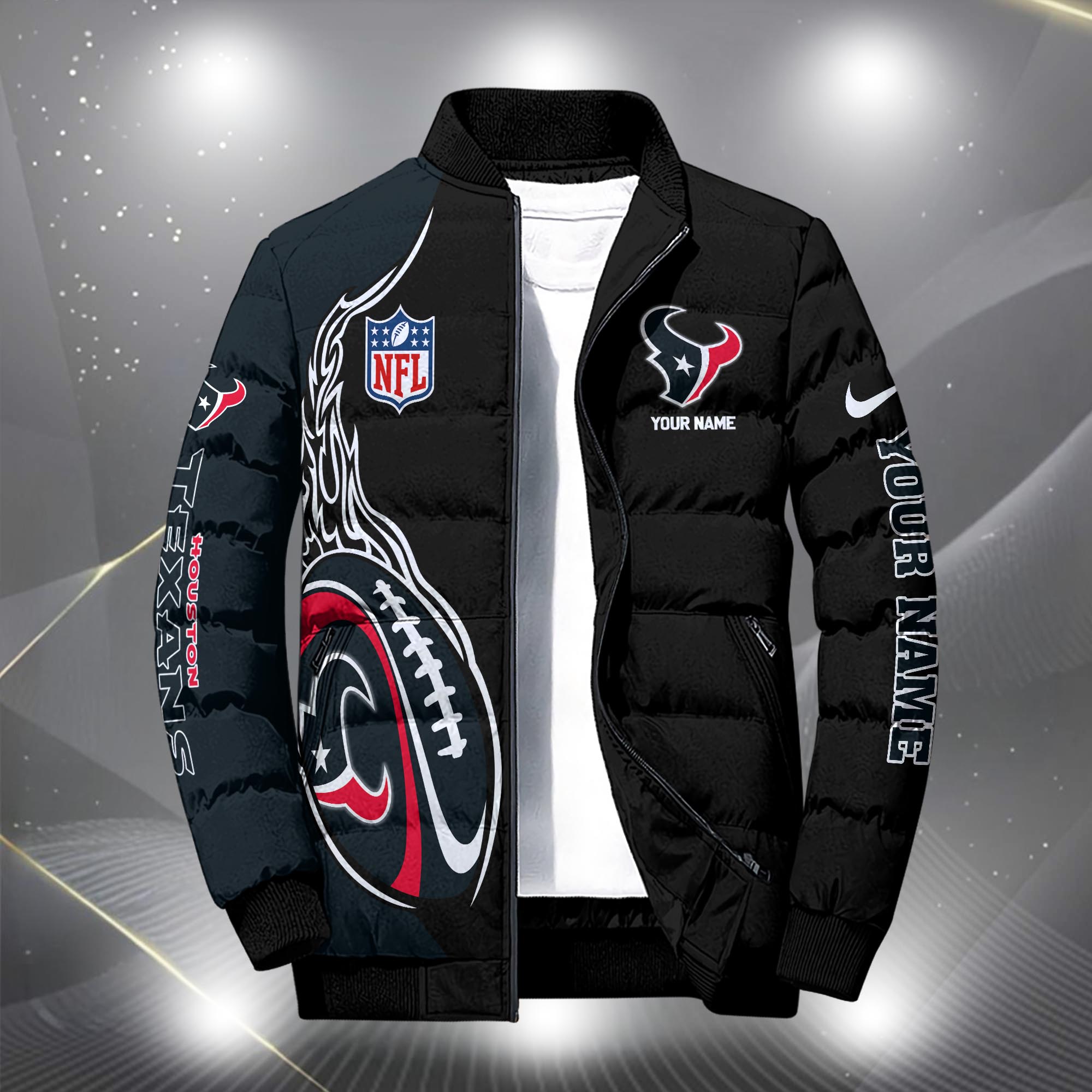 Alternative view of Houston Texans Puffer Jacket Custom Your Name, Sport Jacket, FootBall Fan Gifts EHIVM-09303724N