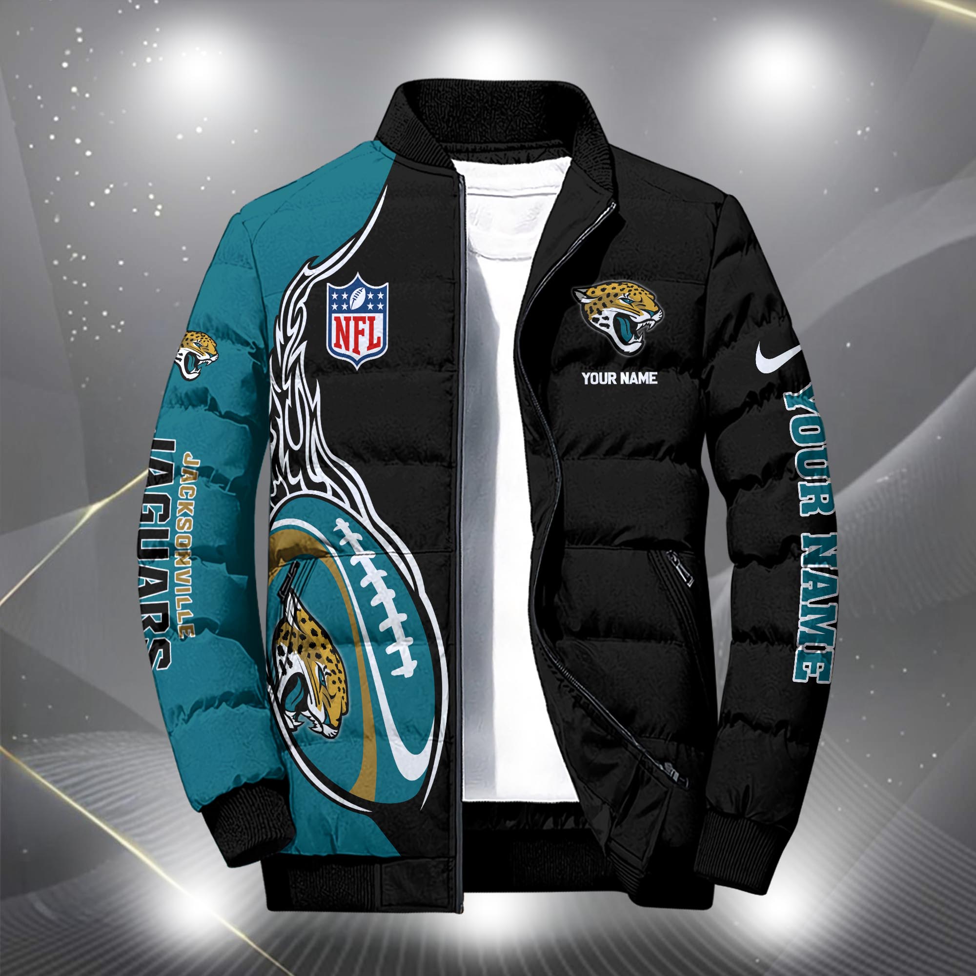 Alternative view of Jacksonville Jaguars Puffer Jacket Custom Your Name, Sport Jacket, FootBall Fan Gifts EHIVM-09303724N