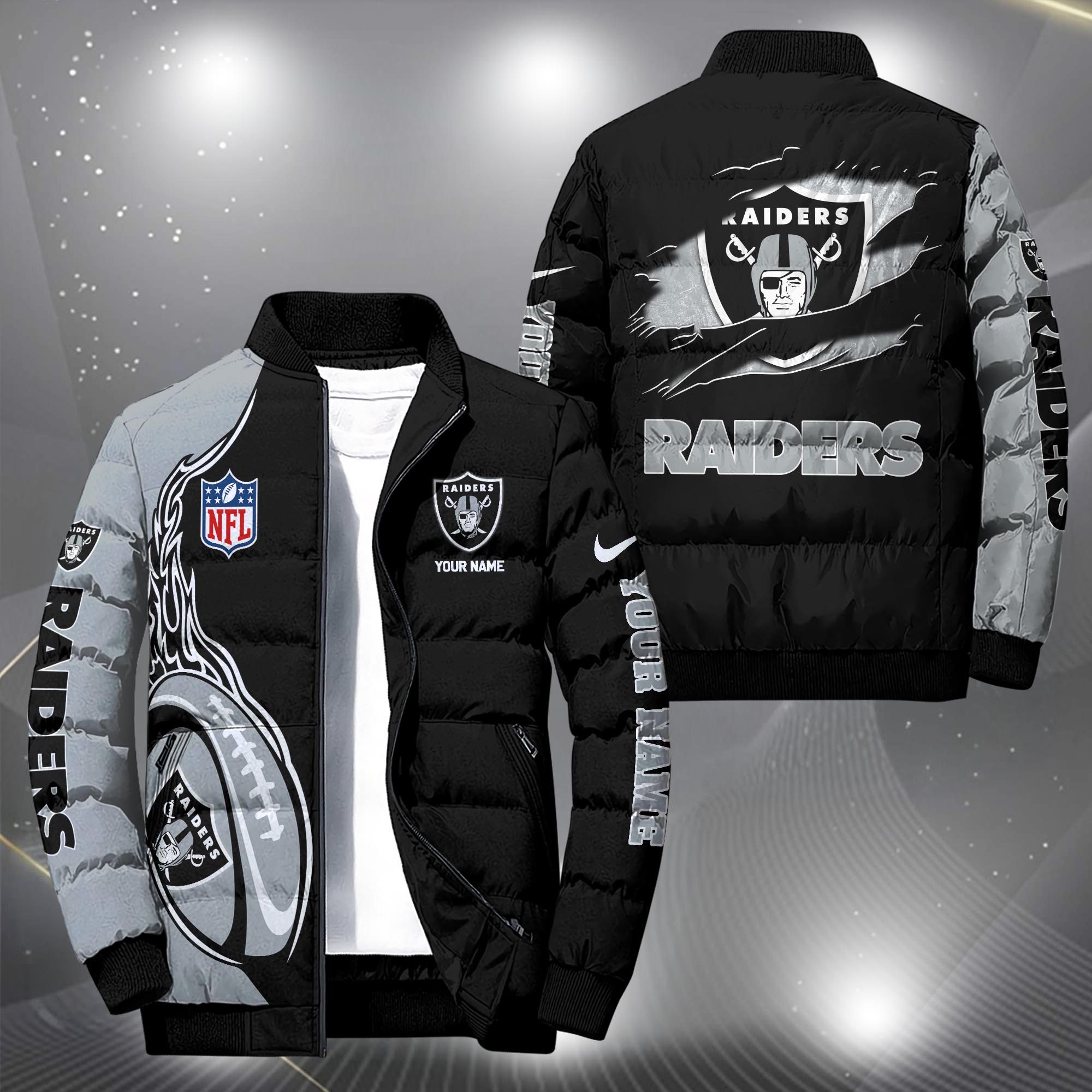 Las Vegas Raiders Puffer Jacket Custom Your Name, Sport Jacket, FootBall Fan Gifts EHIVM-09303724N