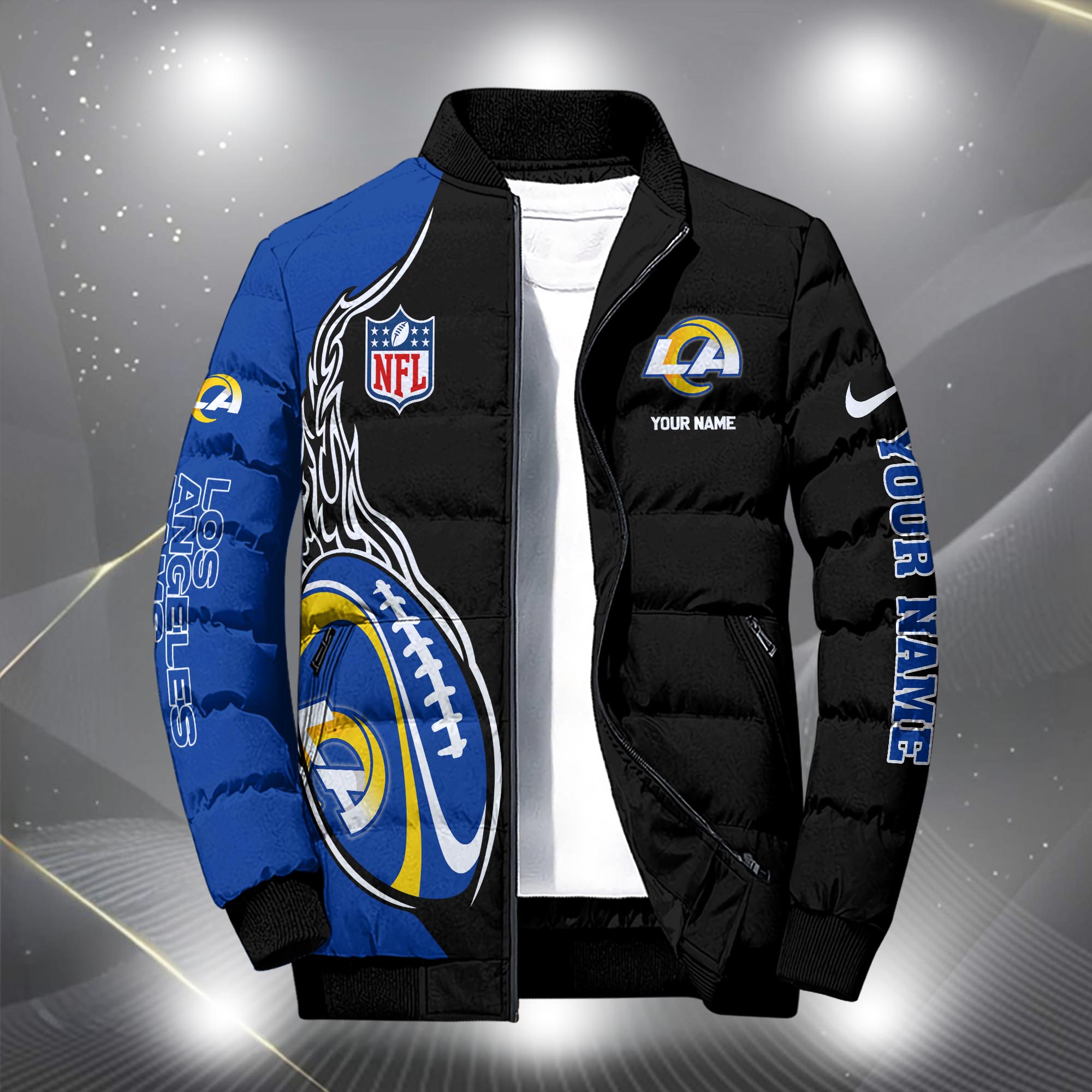 Alternative view of Los Angeles Rams Puffer Jacket Custom Your Name, Sport Jacket, FootBall Fan Gifts EHIVM-09303724N
