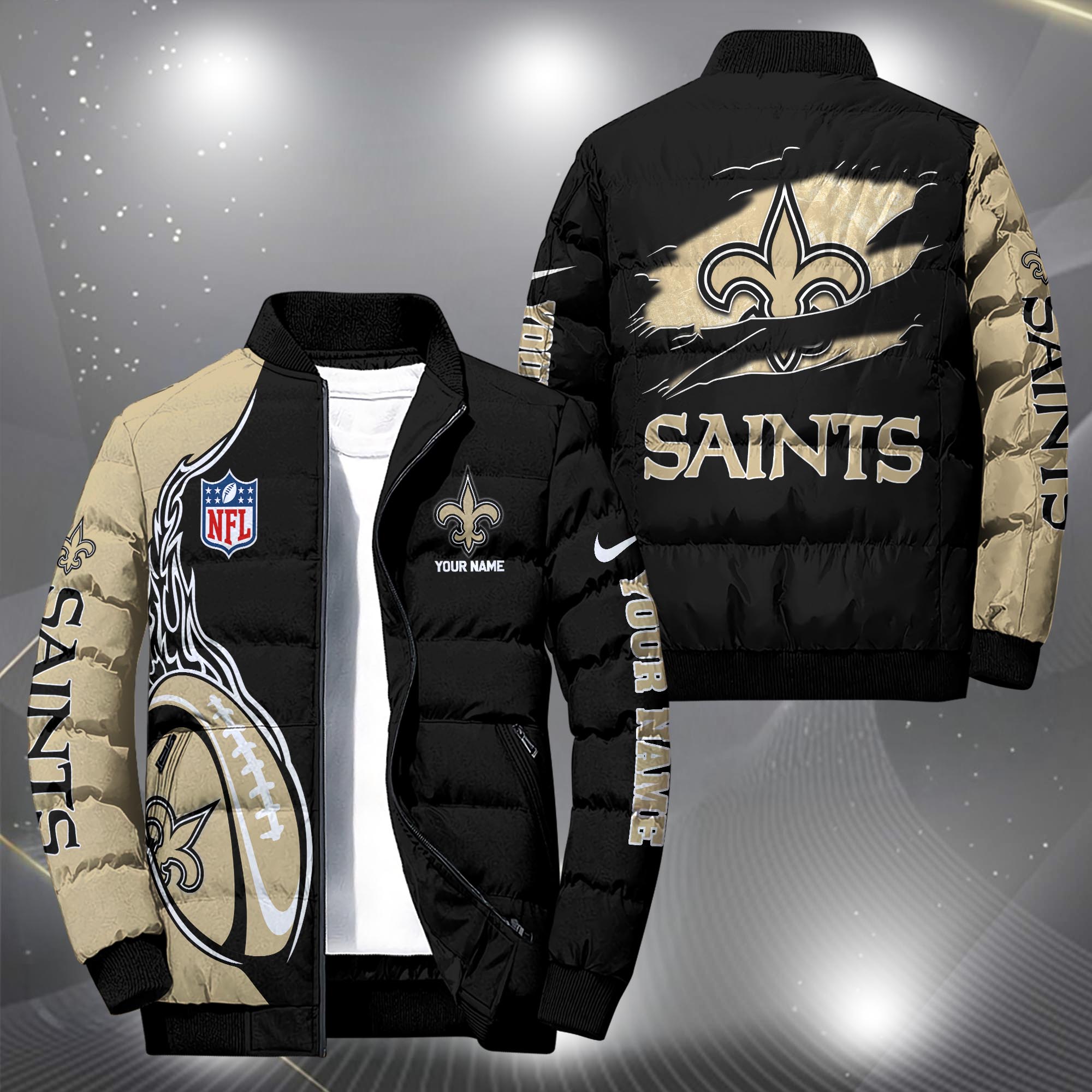 New Orleans Saints Puffer Jacket Custom Your Name, Sport Jacket, FootBall Fan Gifts EHIVM-09303724N