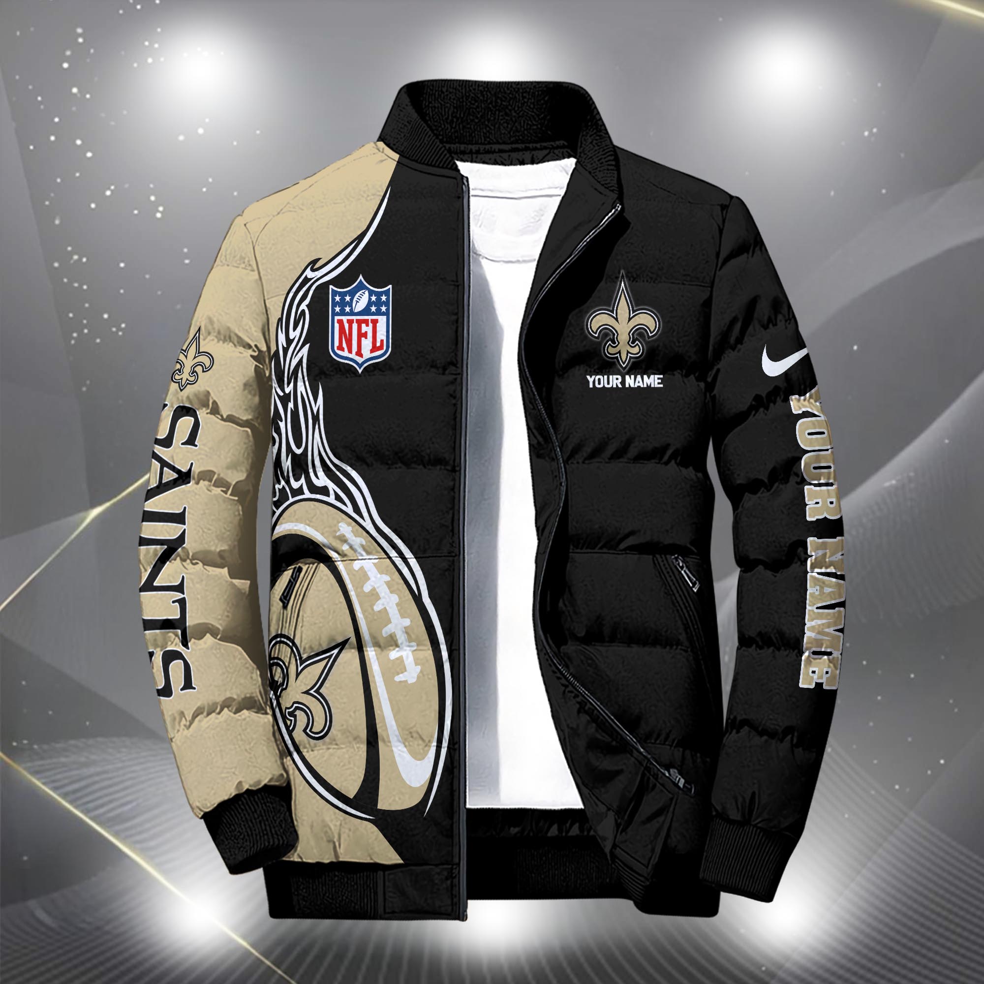 Alternative view of New Orleans Saints Puffer Jacket Custom Your Name, Sport Jacket, FootBall Fan Gifts EHIVM-09303724N