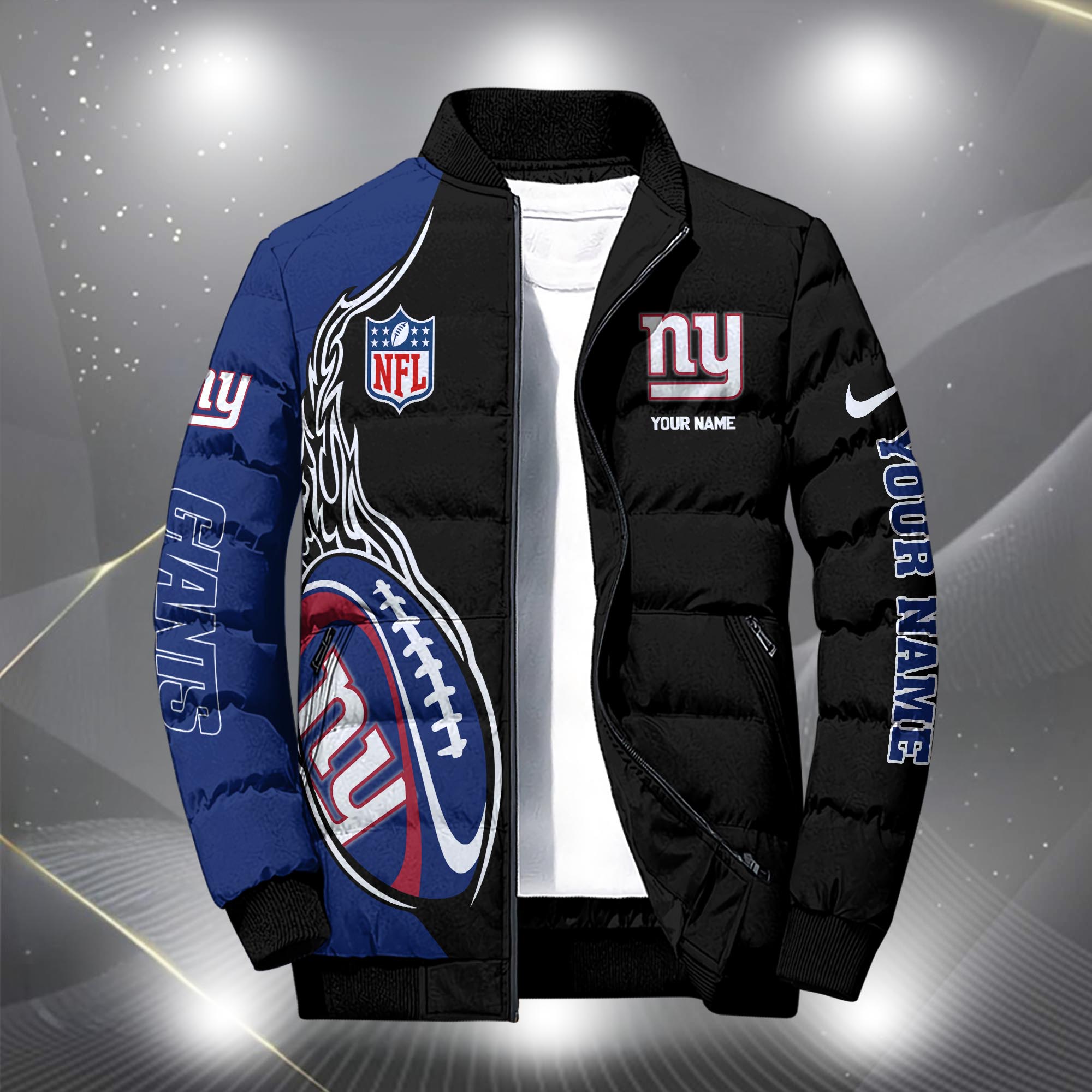 New York Giants Puffer Jacket Custom Your Name, Sport Jacket, FootBall Fan Gifts EHIVM-09303724N