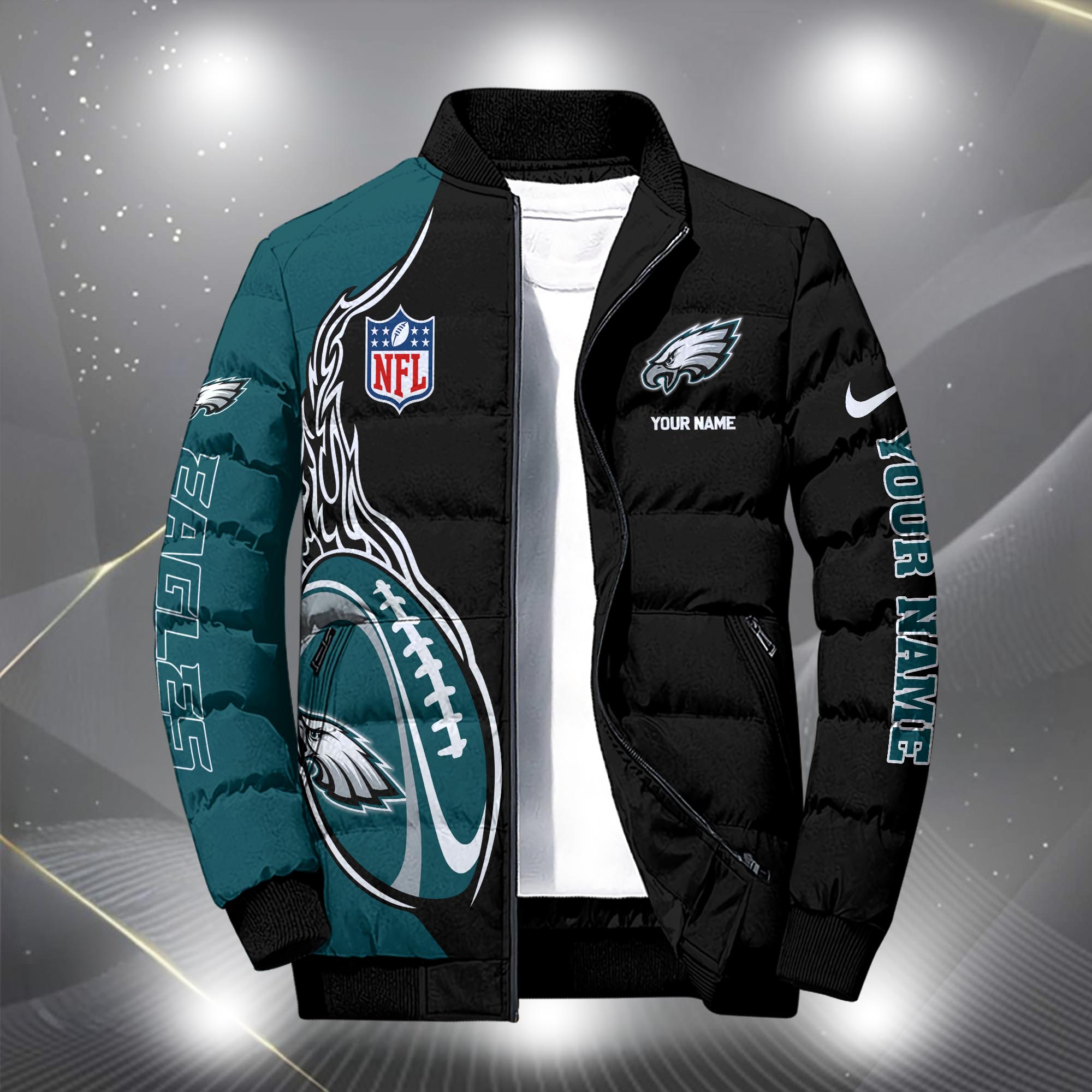 Alternative view of Philadelphia Eagles Puffer Jacket Custom Your Name, Sport Jacket, FootBall Fan Gifts EHIVM-09303724N