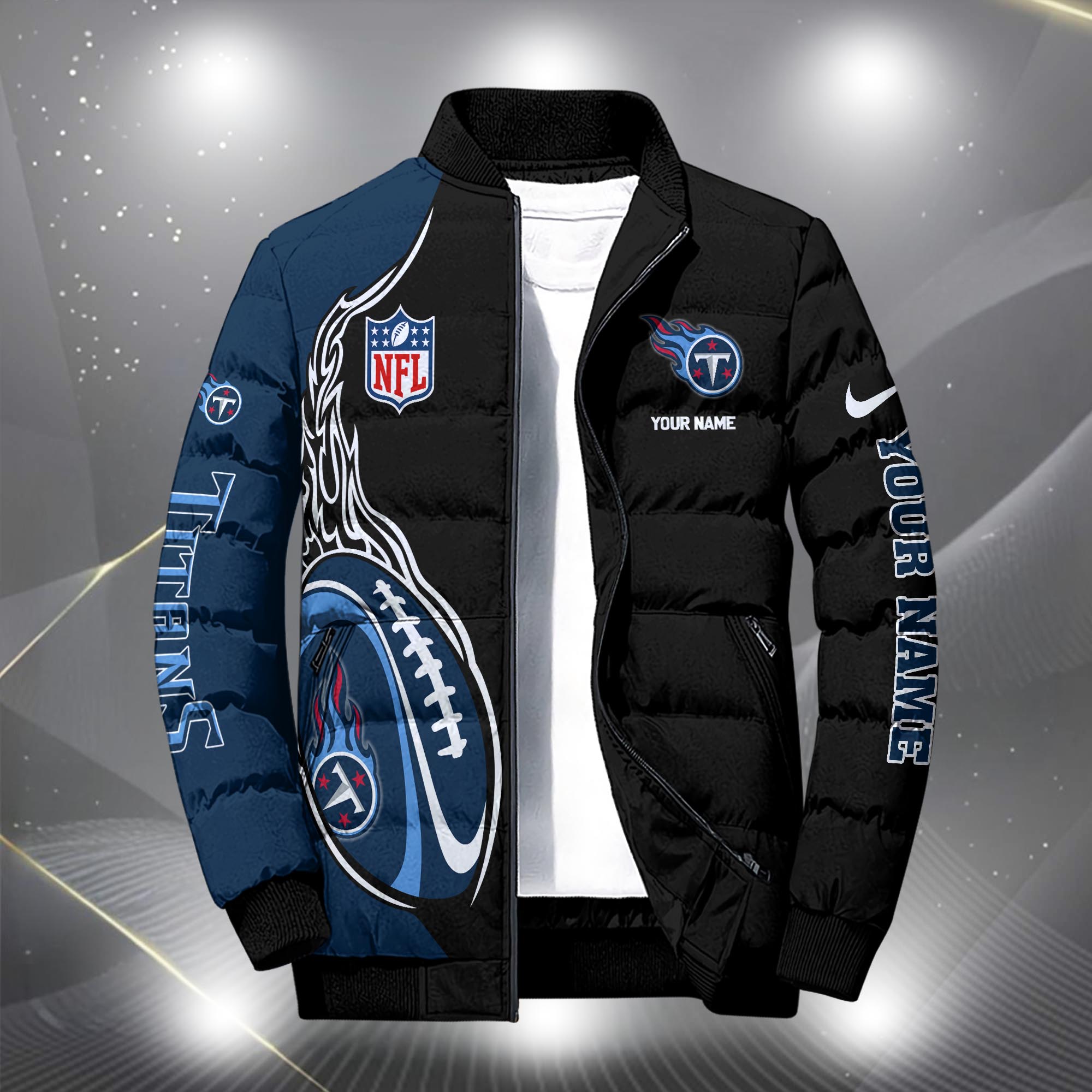 Alternative view of Tennessee Titans Puffer Jacket Custom Your Name, Sport Jacket, FootBall Fan Gifts EHIVM-09303724N