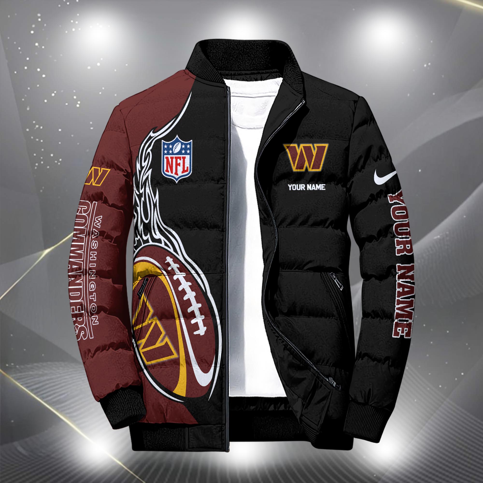 Alternative view of Washington Commanders Puffer Jacket Custom Your Name, Sport Jacket, FootBall Fan Gifts EHIVM-09303724N