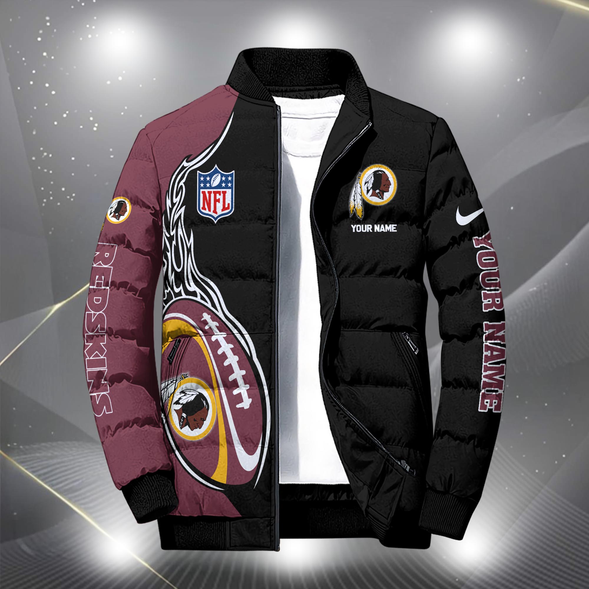 Alternative view of Washington Redskins Puffer Jacket Custom Your Name, Sport Jacket, FootBall Fan Gifts EHIVM-09303724N