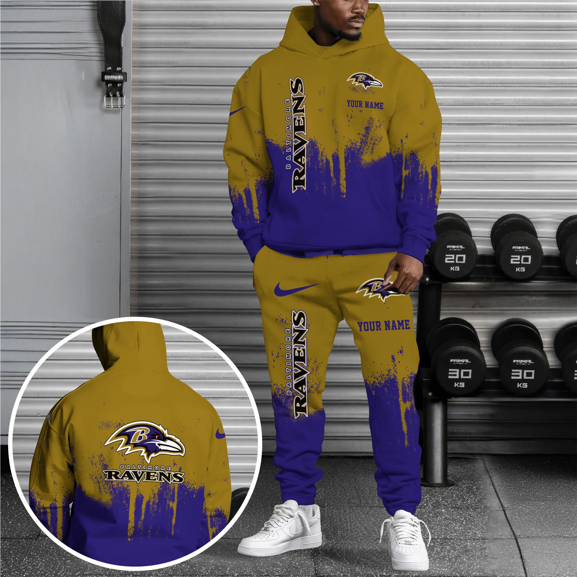 Baltimore Ravens Combo Hoodie And Sweatpants Custom Name, Gift For Sport EHIVM-62881N