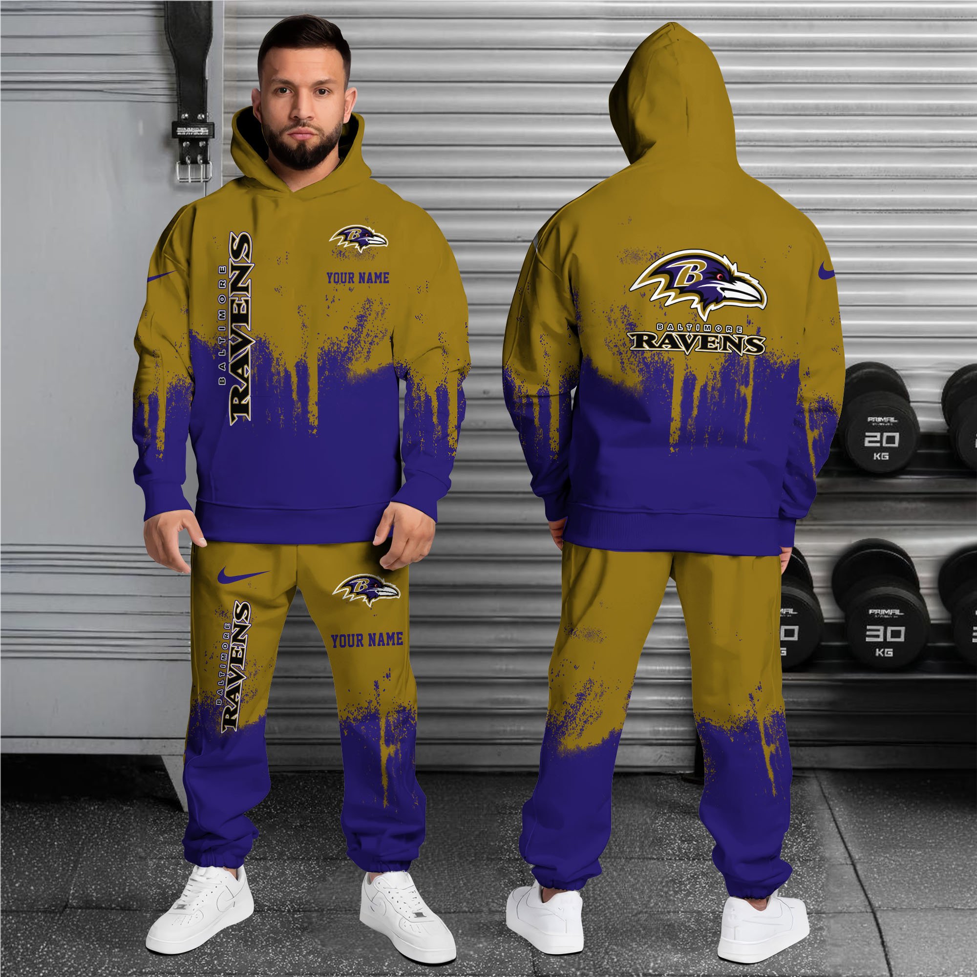 Alternative view of Baltimore Ravens Combo Hoodie And Sweatpants Custom Name, Gift For Sport EHIVM-62881N