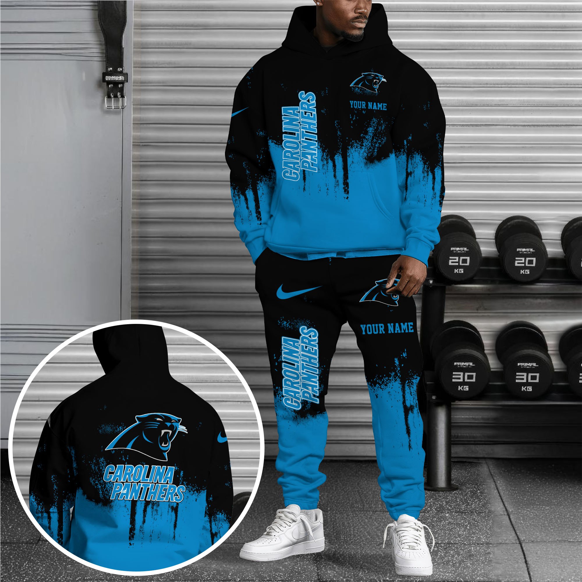 Carolina Panthers Combo Hoodie And Sweatpants Custom Name, Gift For Sport EHIVM-62881N