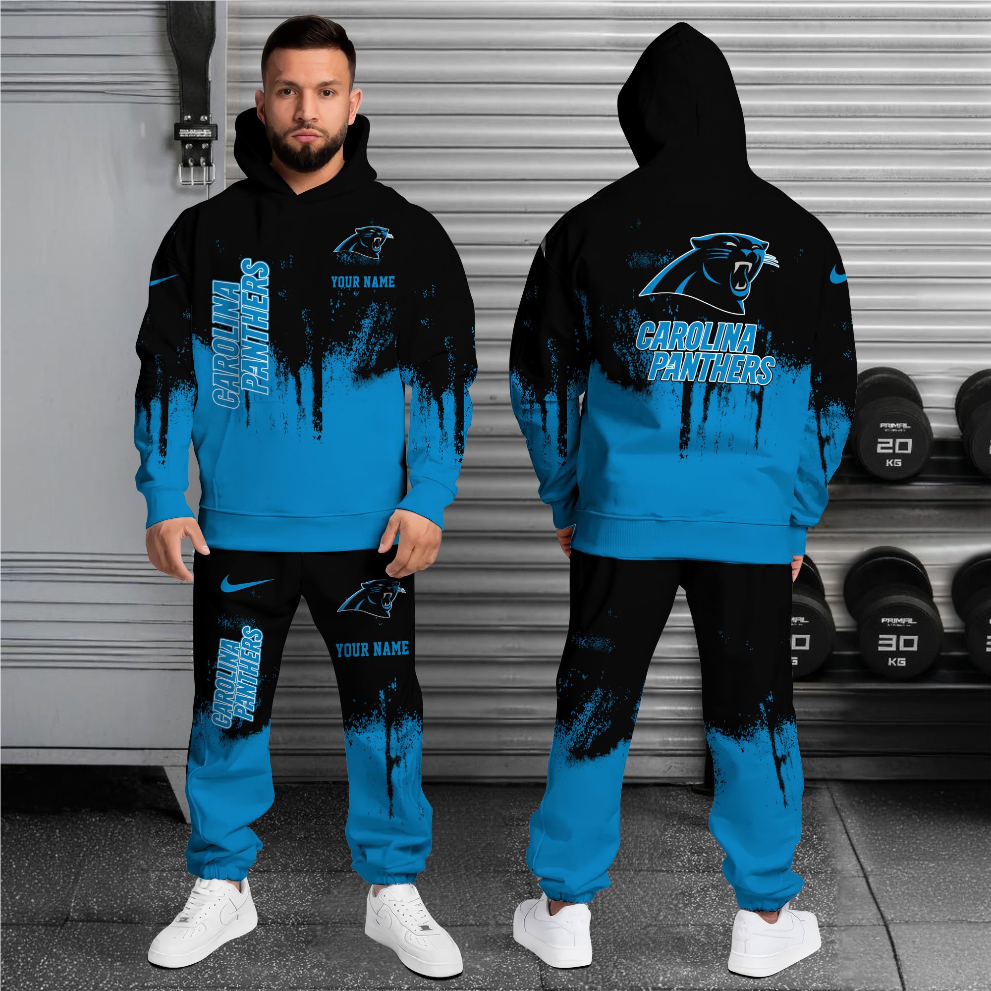 Alternative view of Carolina Panthers Combo Hoodie And Sweatpants Custom Name, Gift For Sport EHIVM-62881N