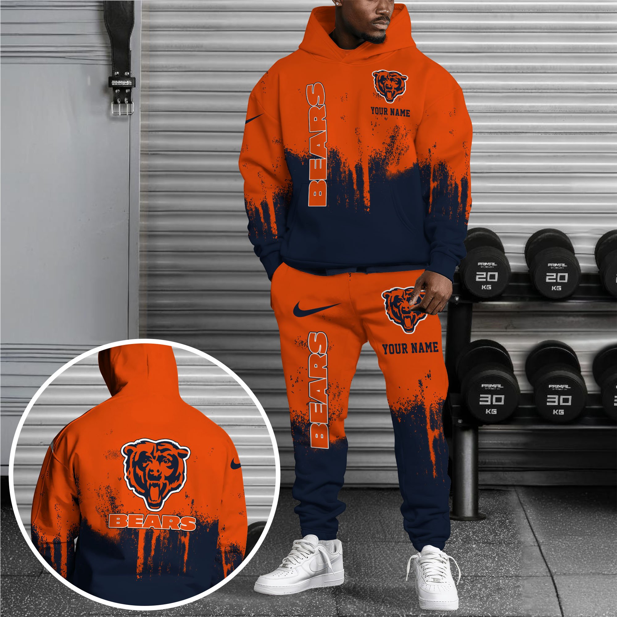 Chicago Bears Combo Hoodie And Sweatpants Custom Name, Gift For Sport EHIVM-62881N