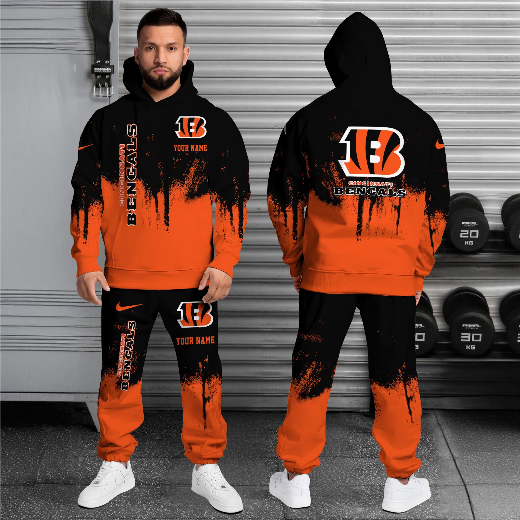 Alternative view of Cincinnati Bengals Combo Hoodie And Sweatpants Custom Name, Gift For Sport EHIVM-62881N