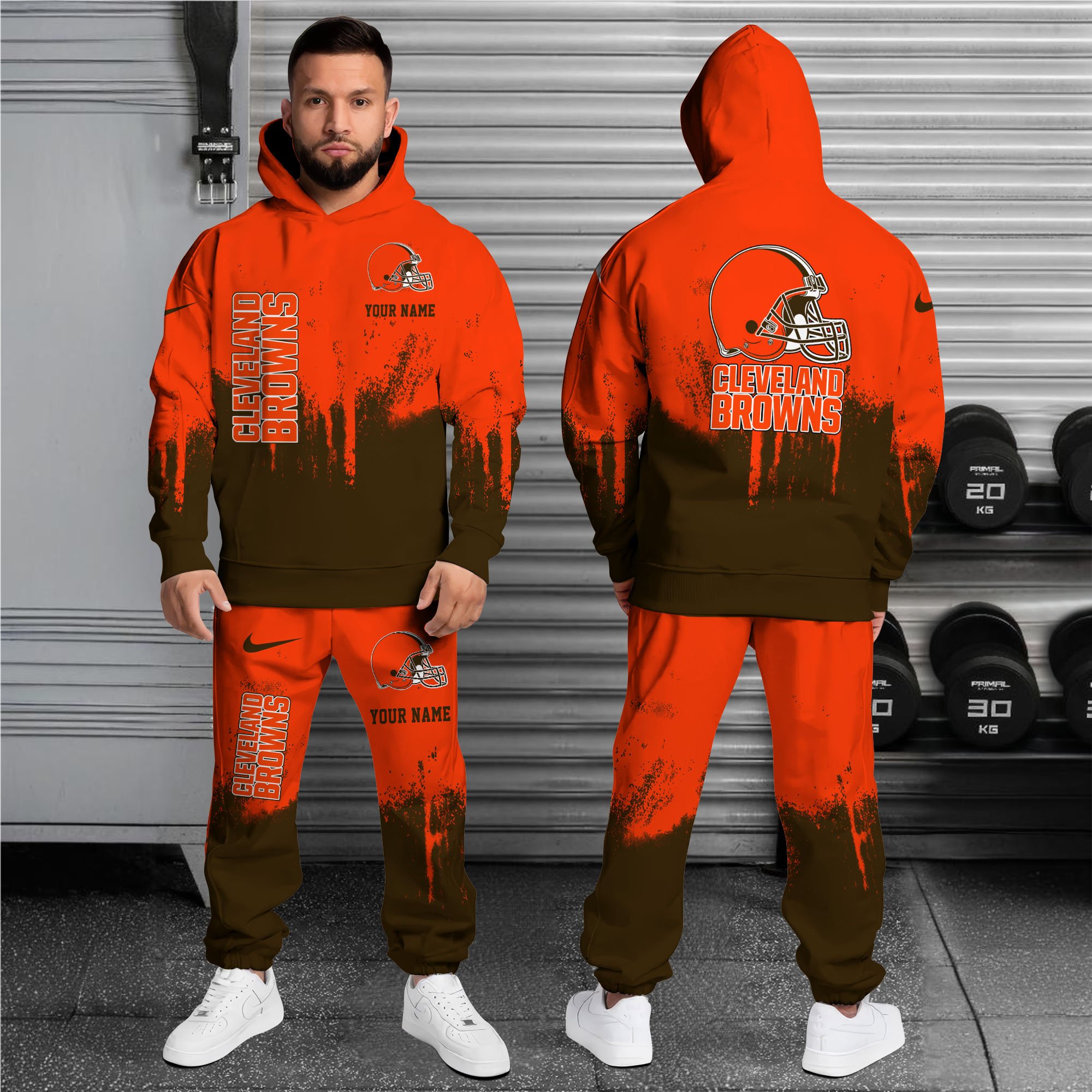 Alternative view of Cleveland Browns Combo Hoodie And Sweatpants Custom Name, Gift For Sport EHIVM-62881N