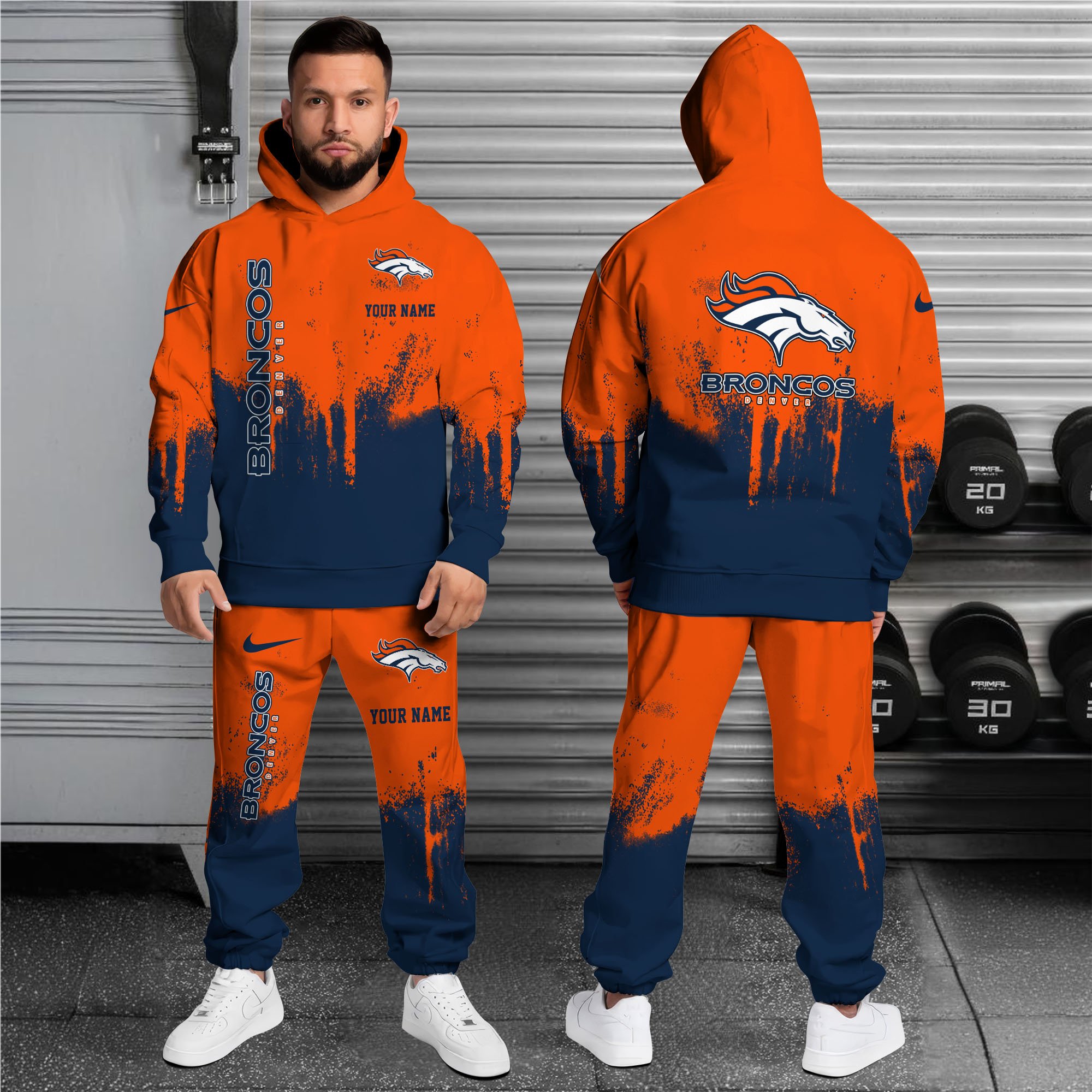 Alternative view of Denver Broncos Combo Hoodie And Sweatpants Custom Name, Gift For Sport EHIVM-62881N