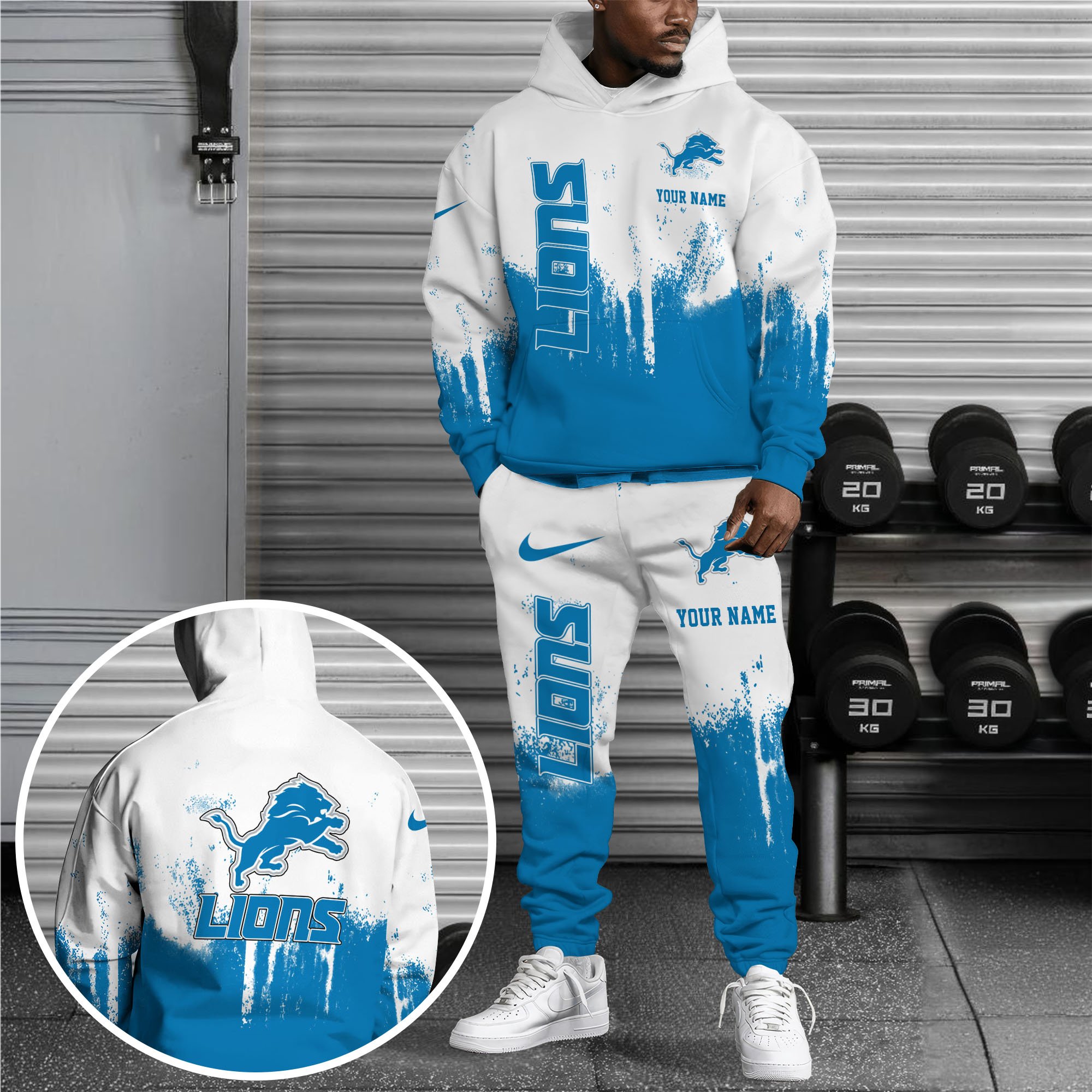 Detroit Lions Combo Hoodie And Sweatpants Custom Name, Gift For Sport EHIVM-62881N