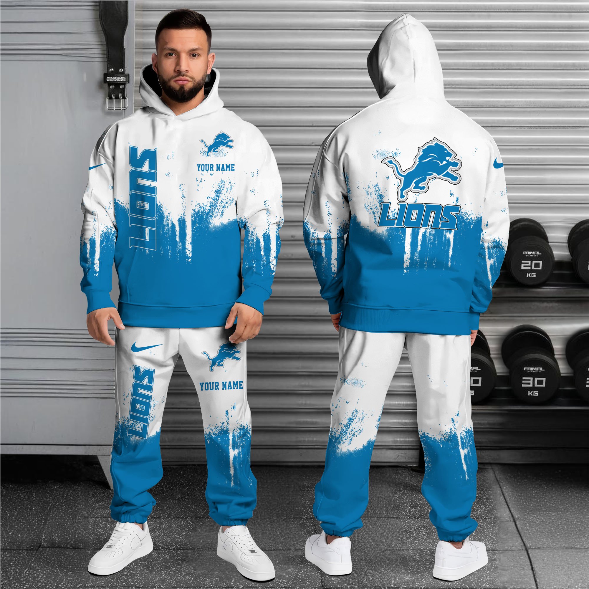 Alternative view of Detroit Lions Combo Hoodie And Sweatpants Custom Name, Gift For Sport EHIVM-62881N