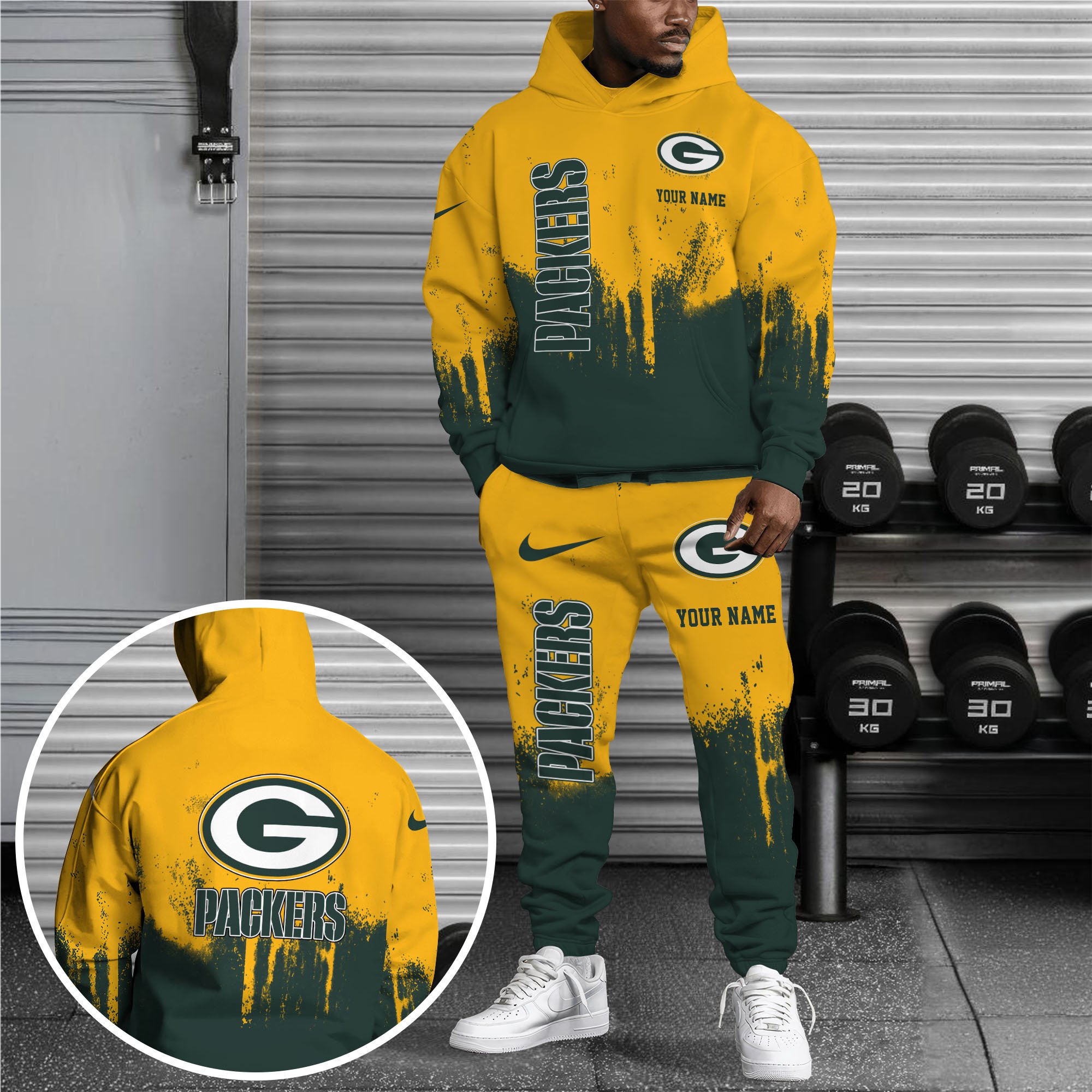 Green Bay Packers Combo Hoodie And Sweatpants Custom Name, Gift For Sport EHIVM-62881N