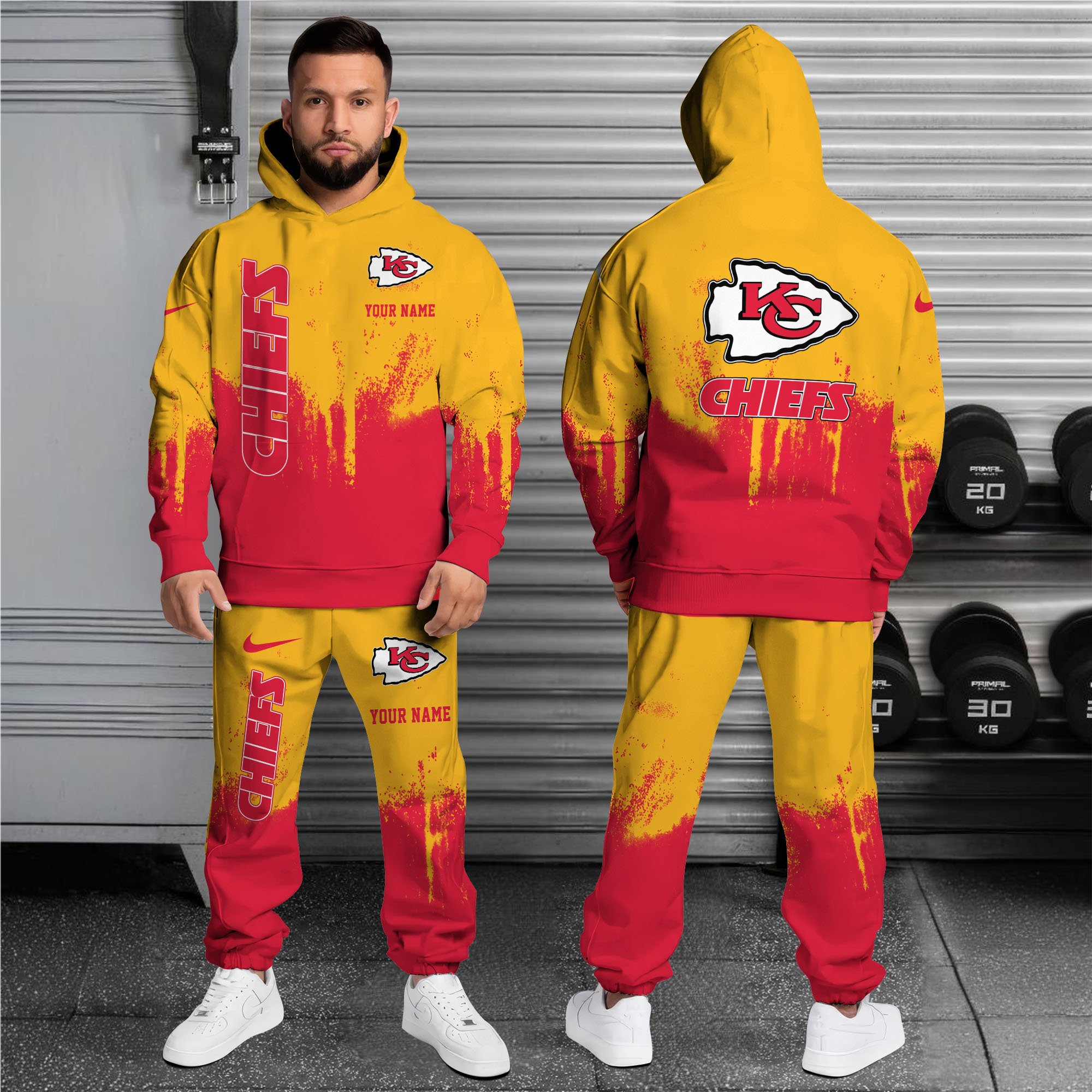 Alternative view of Kansas City Chiefs Combo Hoodie And Sweatpants Custom Name, Gift For Sport EHIVM-62881N