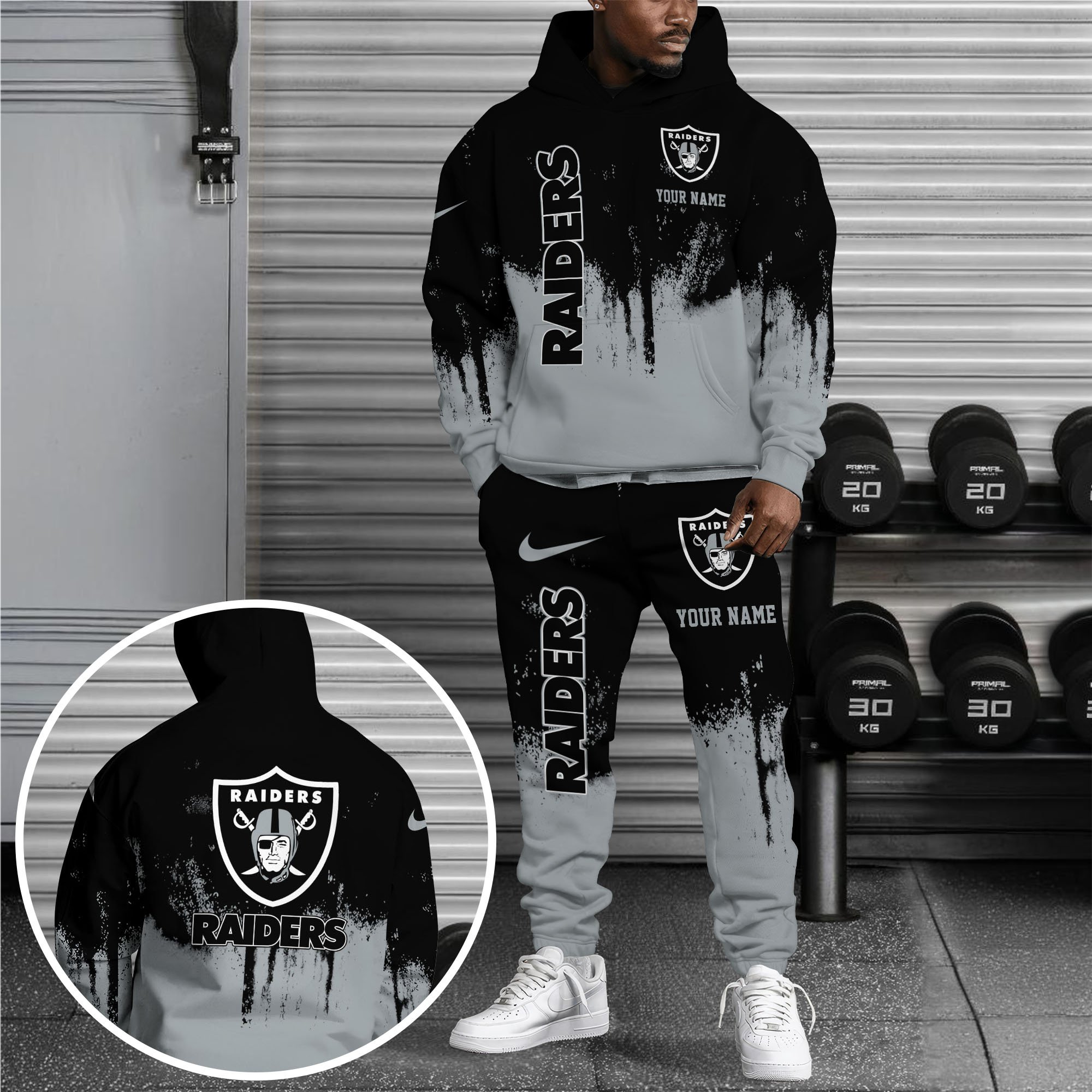 Las Vegas Raiders Combo Hoodie And Sweatpants Custom Name, Gift For Sport EHIVM-62881N