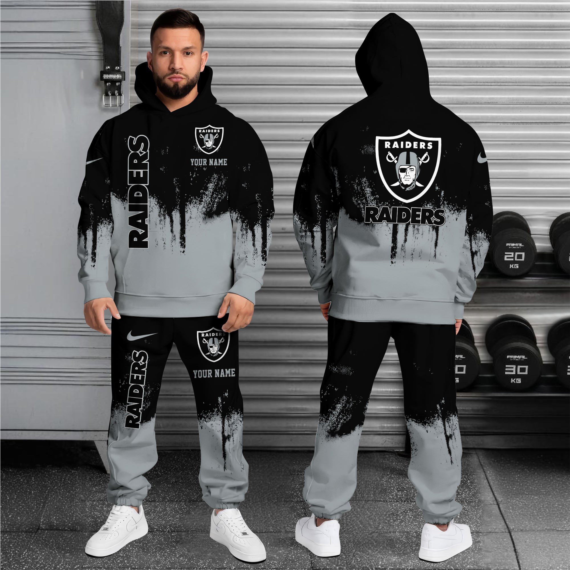 Alternative view of Las Vegas Raiders Combo Hoodie And Sweatpants Custom Name, Gift For Sport EHIVM-62881N