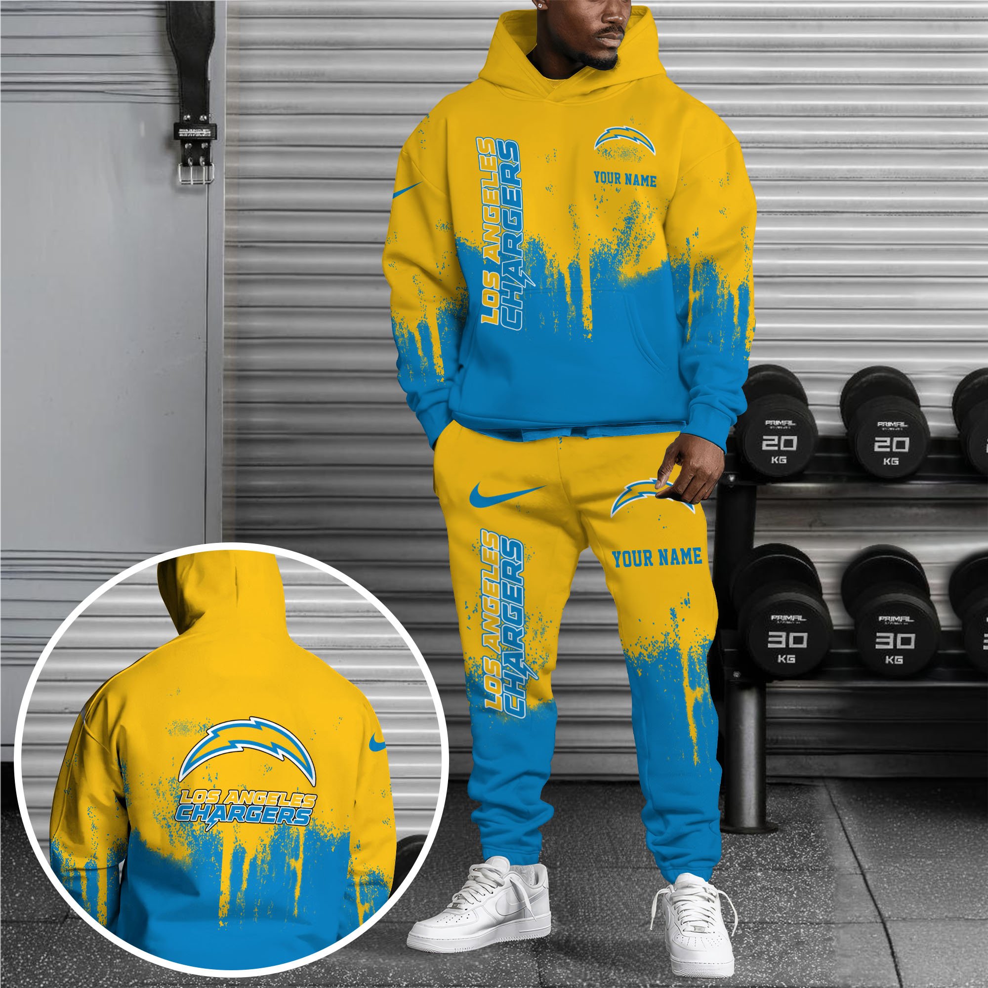 Los Angeles Chargers Combo Hoodie And Sweatpants Custom Name, Gift For Sport EHIVM-62881N