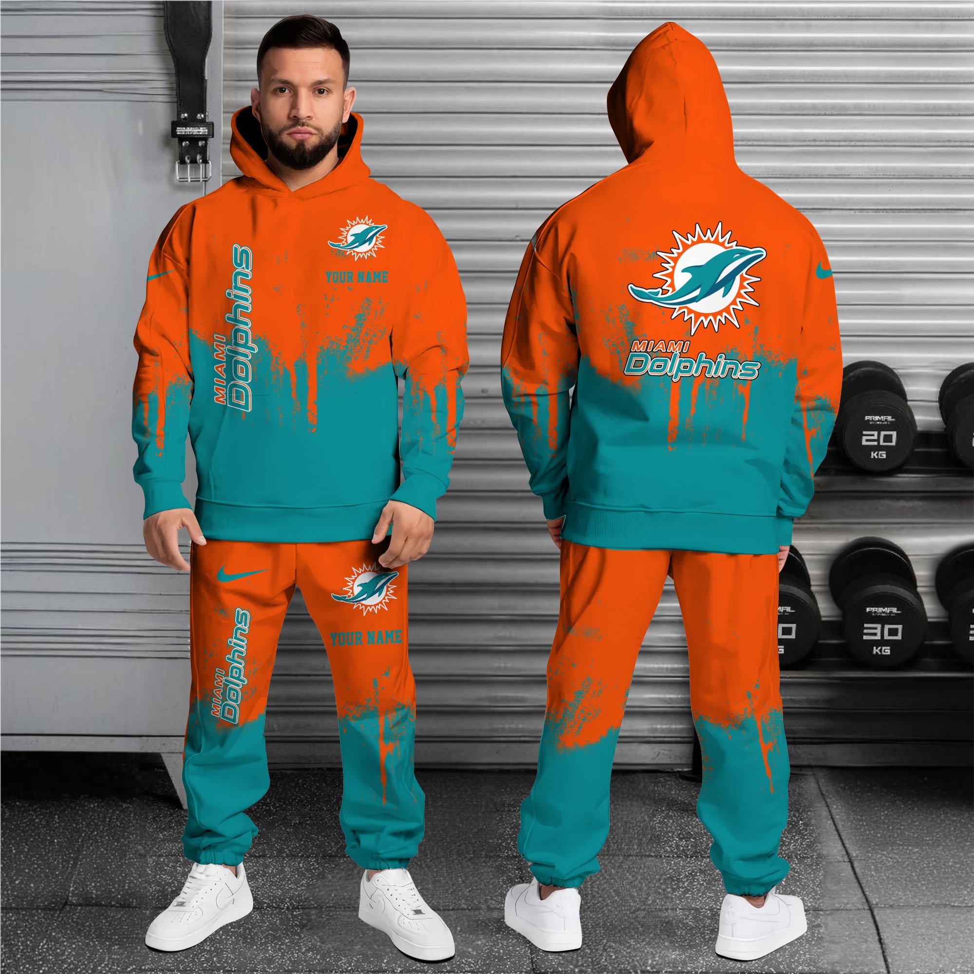 Alternative view of Miami Dolphins Combo Hoodie And Sweatpants Custom Name, Gift For Sport EHIVM-62881N