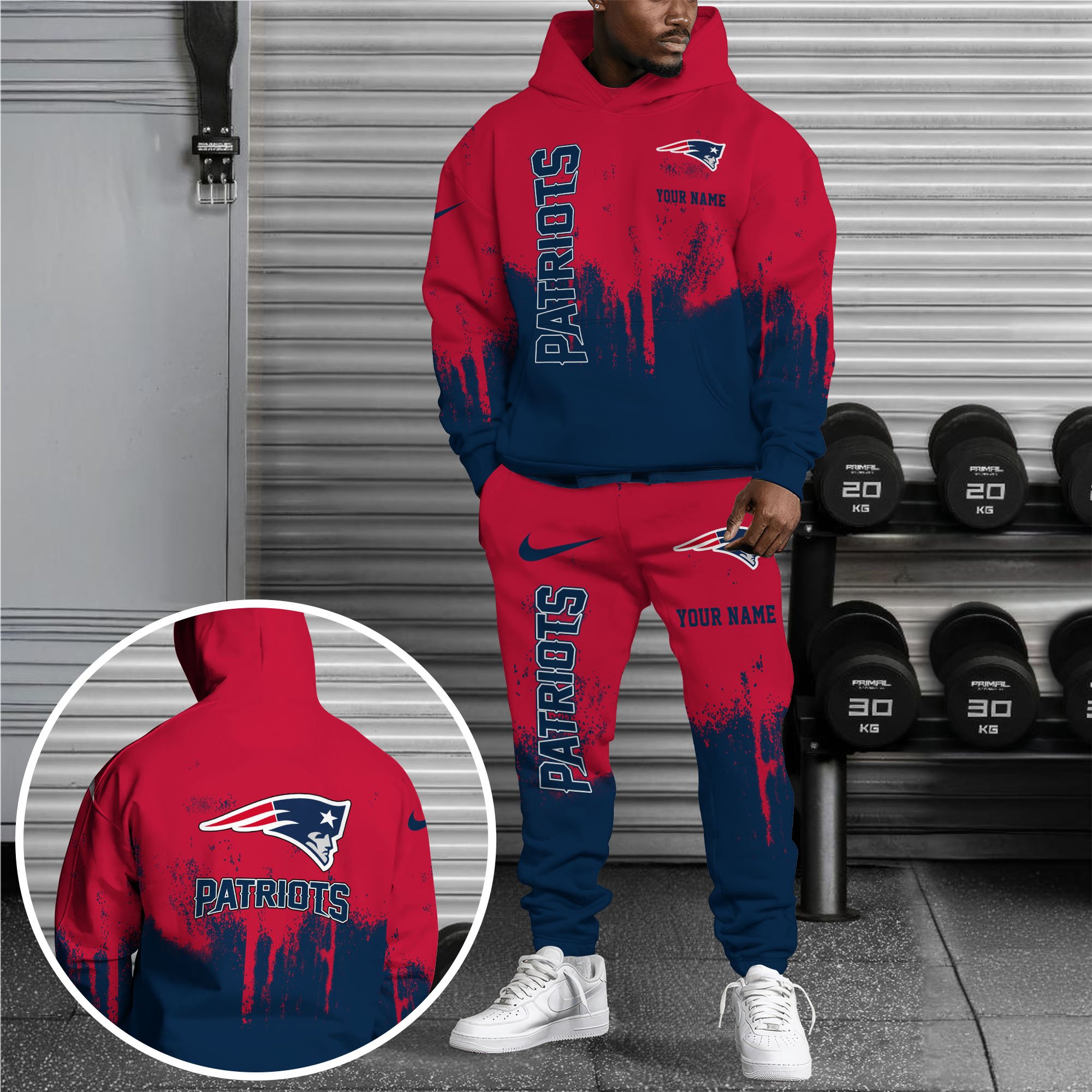 New England Patriots Combo Hoodie And Sweatpants Custom Name, Gift For Sport EHIVM-62881N