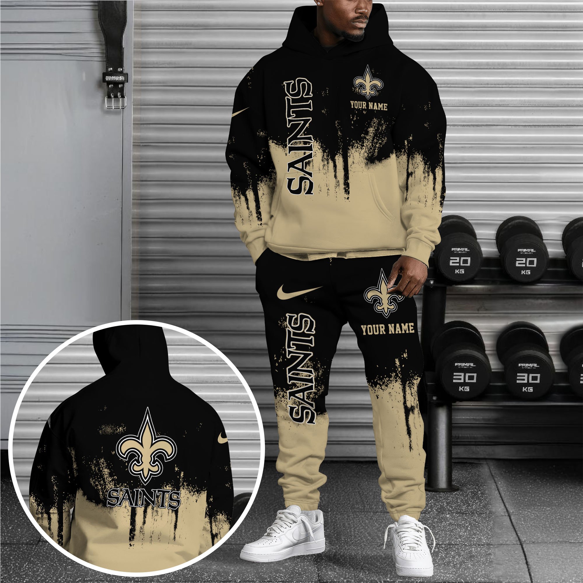 New Orleans Saints Combo Hoodie And Sweatpants Custom Name, Gift For Sport EHIVM-62881N