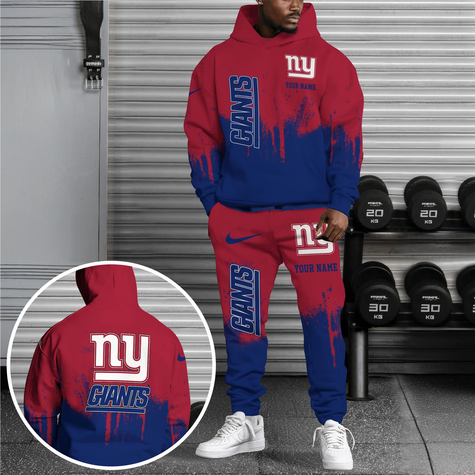 New York Giants Combo Hoodie And Sweatpants Custom Name, Gift For Sport EHIVM-62881N