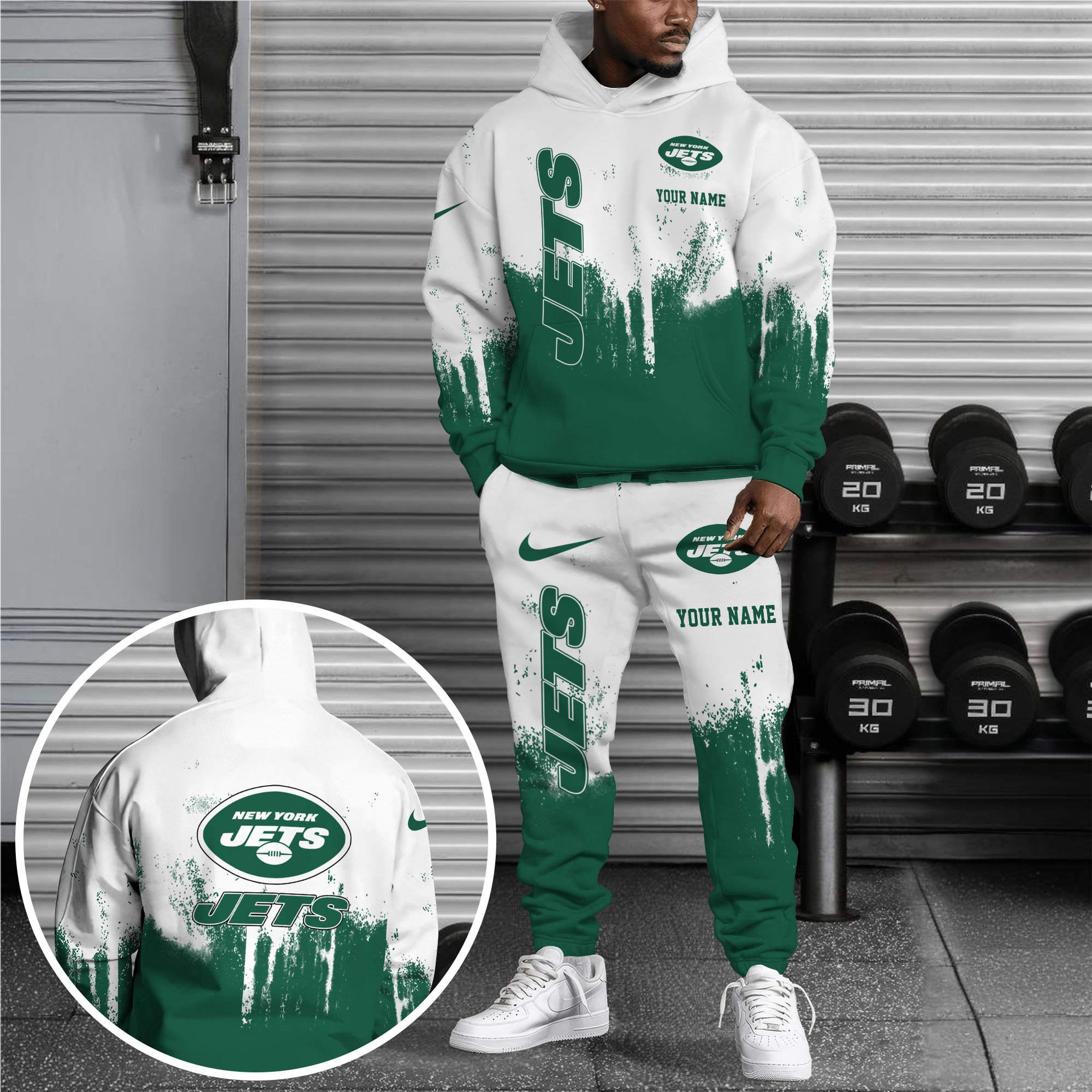 New York Jets Combo Hoodie And Sweatpants Custom Name, Gift For Sport EHIVM-62881N