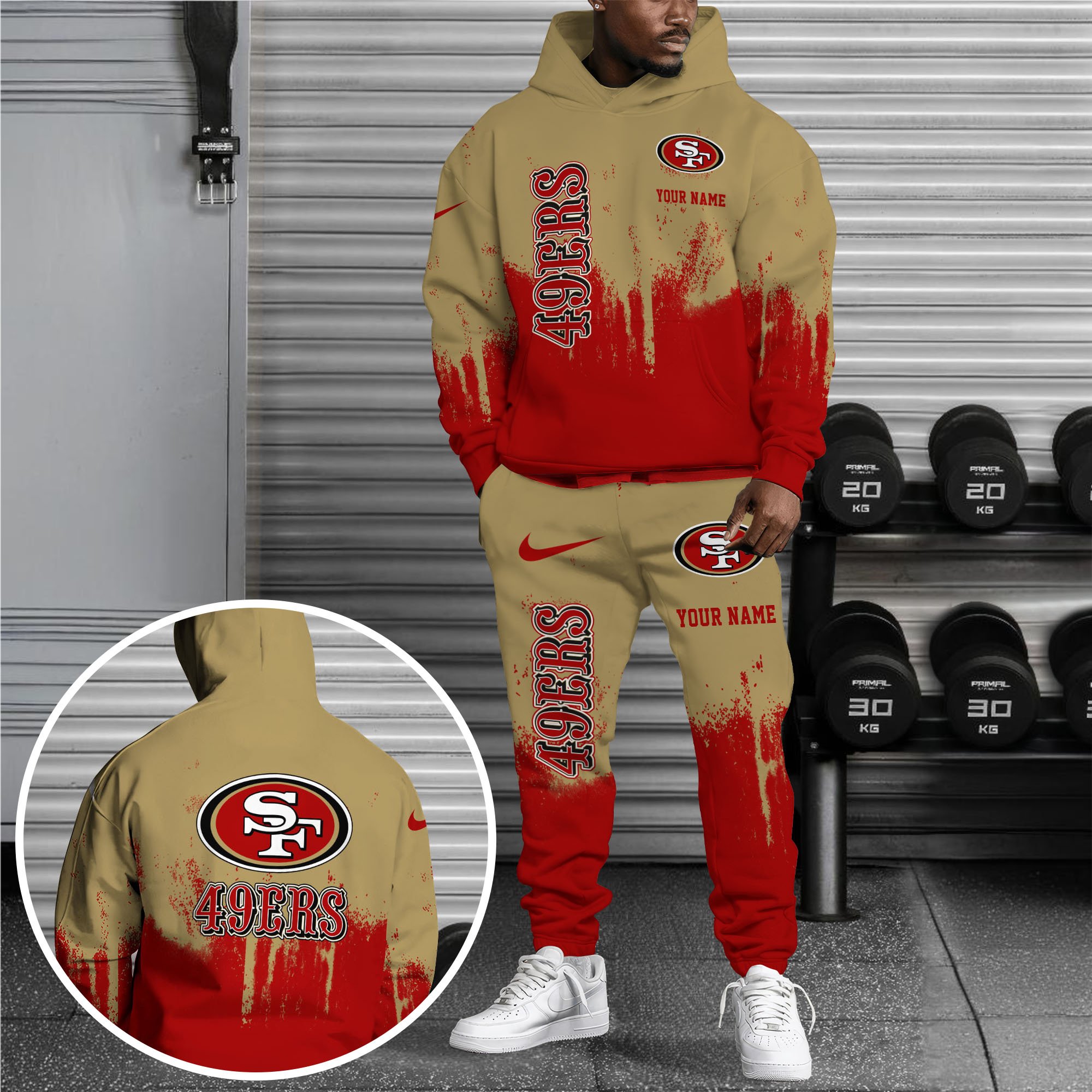 San Francisco 49ers Combo Hoodie And Sweatpants Custom Name, Gift For Sport EHIVM-62881N