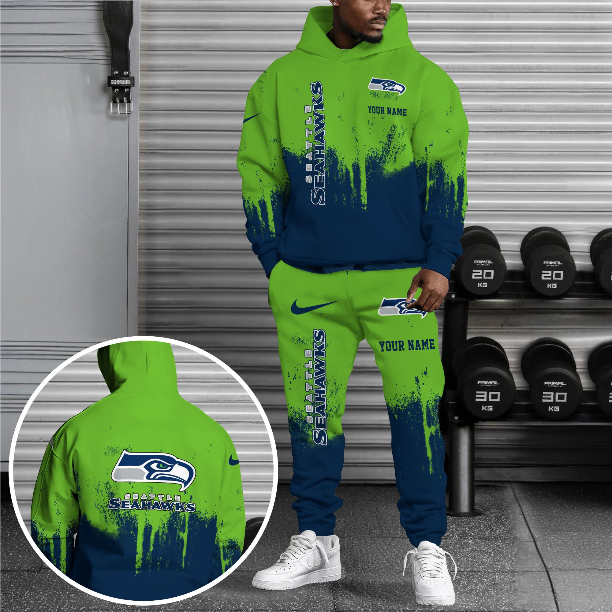 Seattle Seahawks Combo Hoodie And Sweatpants Custom Name, Gift For Sport EHIVM-62881N