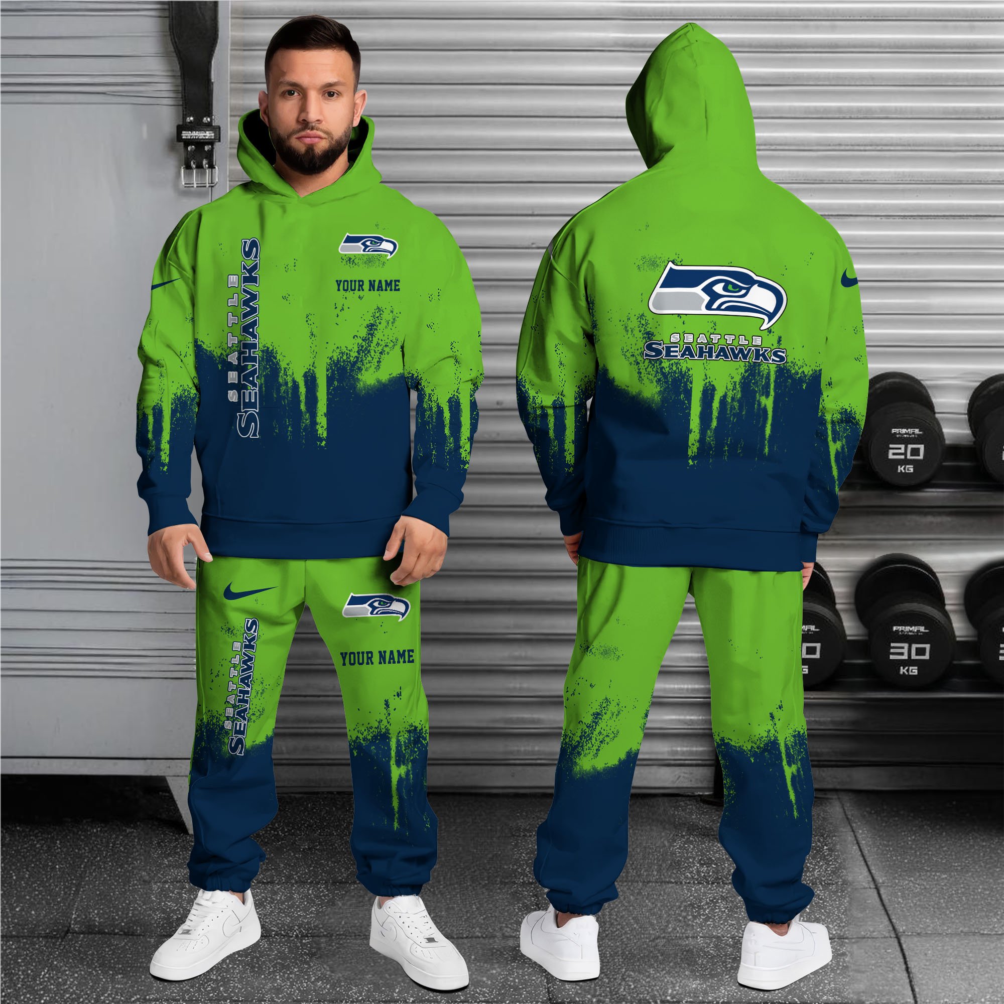Alternative view of Seattle Seahawks Combo Hoodie And Sweatpants Custom Name, Gift For Sport EHIVM-62881N
