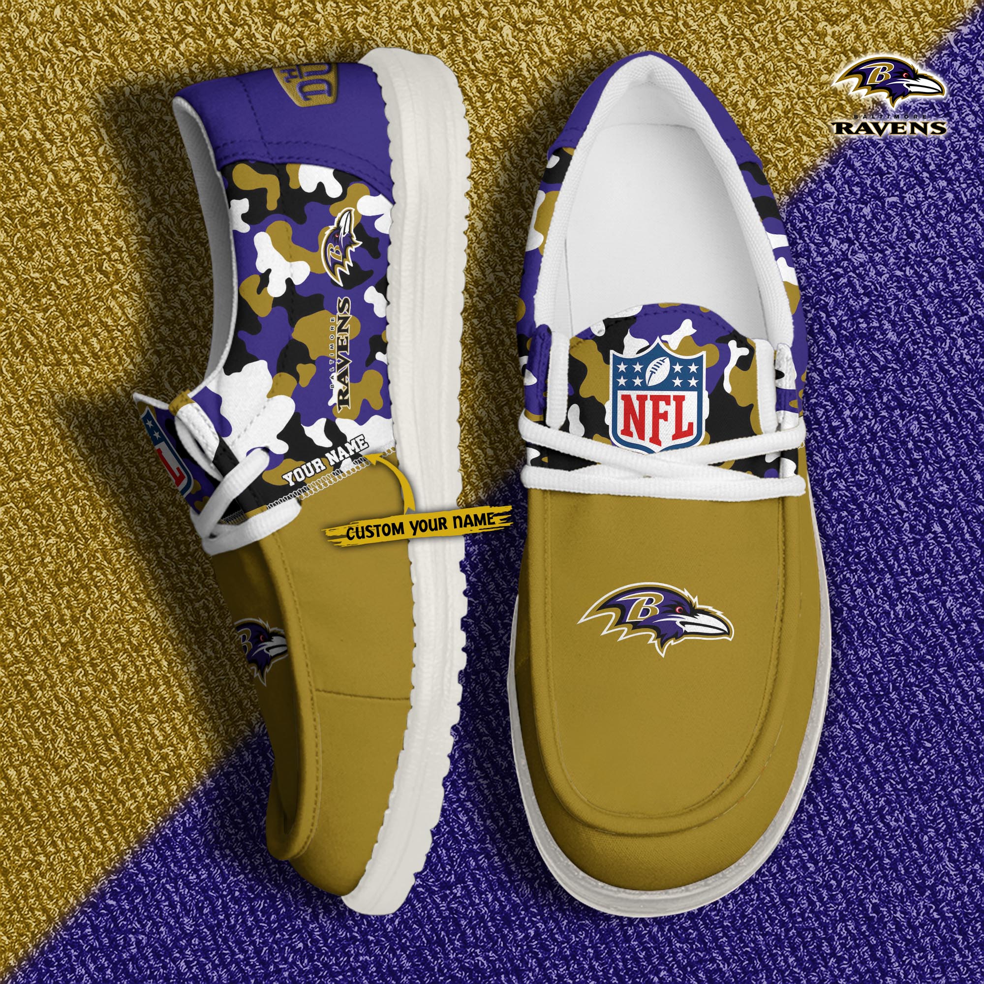 Alternative view of Baltimore Ravens Football H-D Canvas Loafer Shoes Custom Your Name, Sport Shoes For Fan, Fan Gifts EHIVM-04031614N