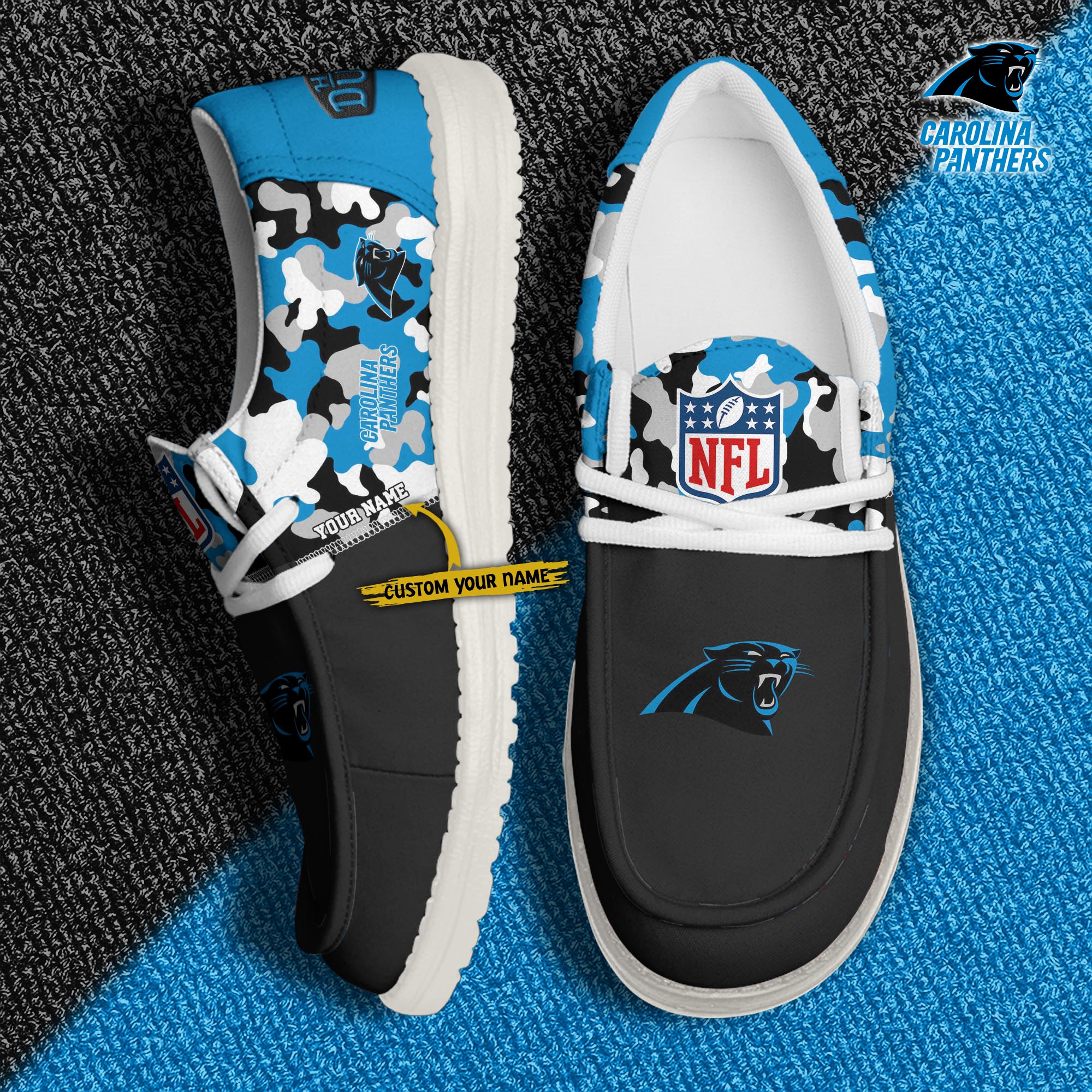 Alternative view of Carolina Panthers Football H-D Canvas Loafer Shoes Custom Your Name, Sport Shoes For Fan, Fan Gifts EHIVM-04031614N