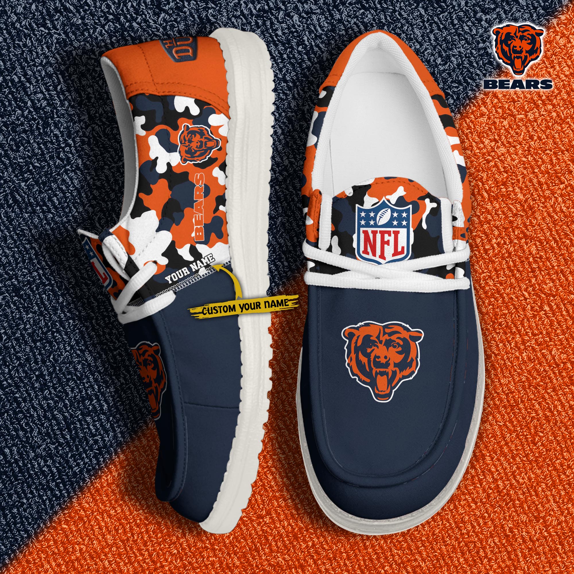 Alternative view of Chicago Bears Football H-D Canvas Loafer Shoes Custom Your Name, Sport Shoes For Fan, Fan Gifts EHIVM-04031614N