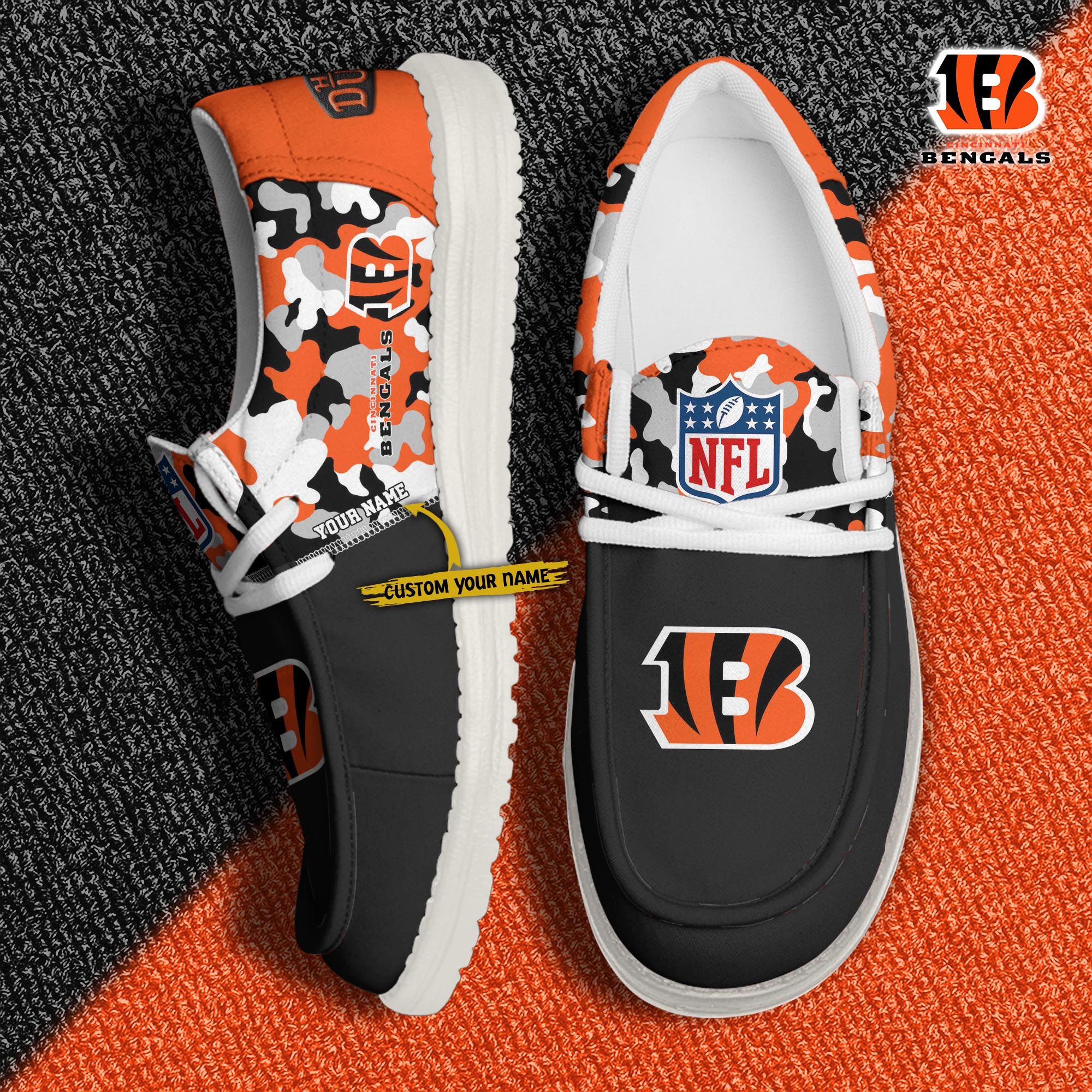 Alternative view of Cincinnati Bengals Football H-D Canvas Loafer Shoes Custom Your Name, Sport Shoes For Fan, Fan Gifts EHIVM-04031614N