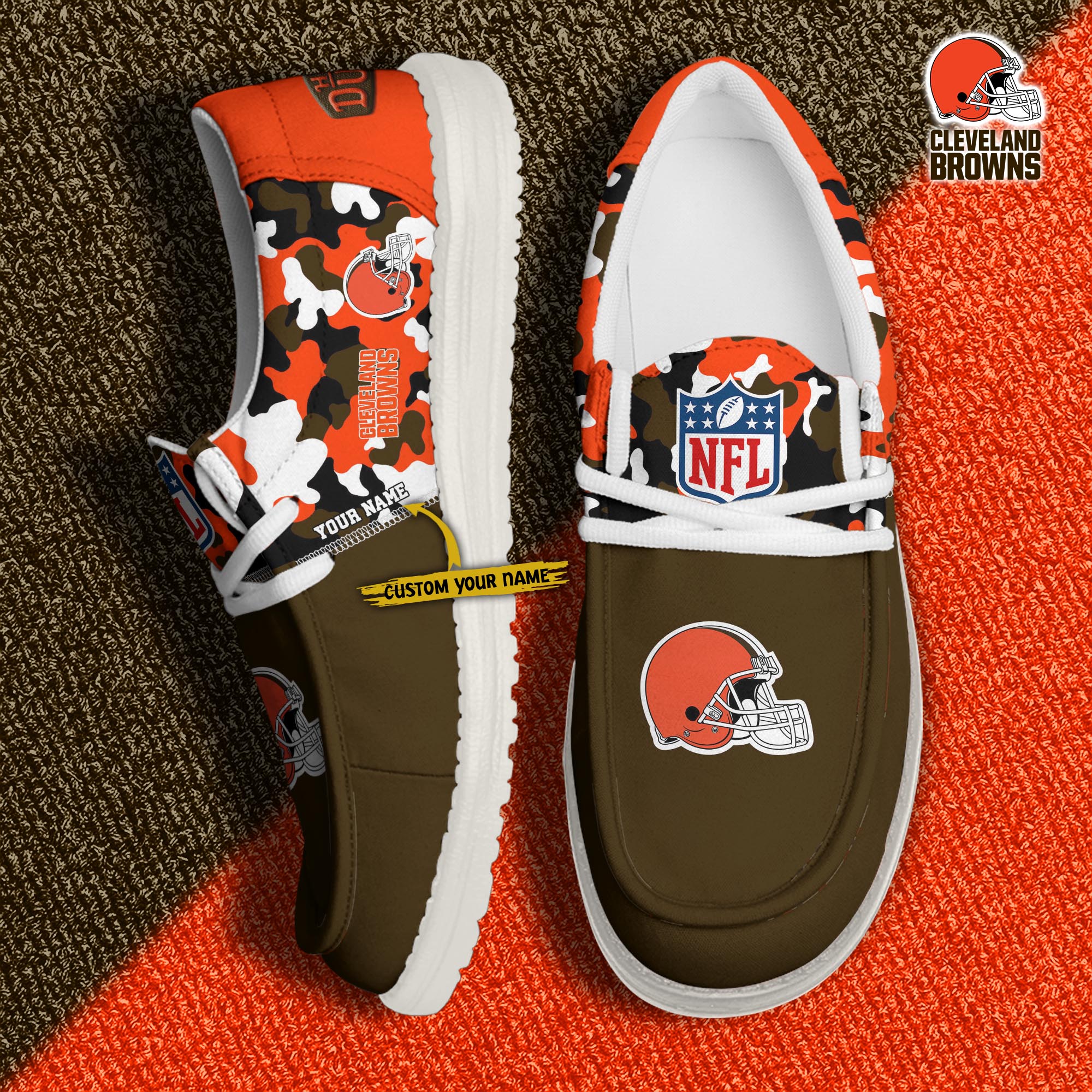 Alternative view of Cleveland Browns Football H-D Canvas Loafer Shoes Custom Your Name, Sport Shoes For Fan, Fan Gifts EHIVM-04031614N