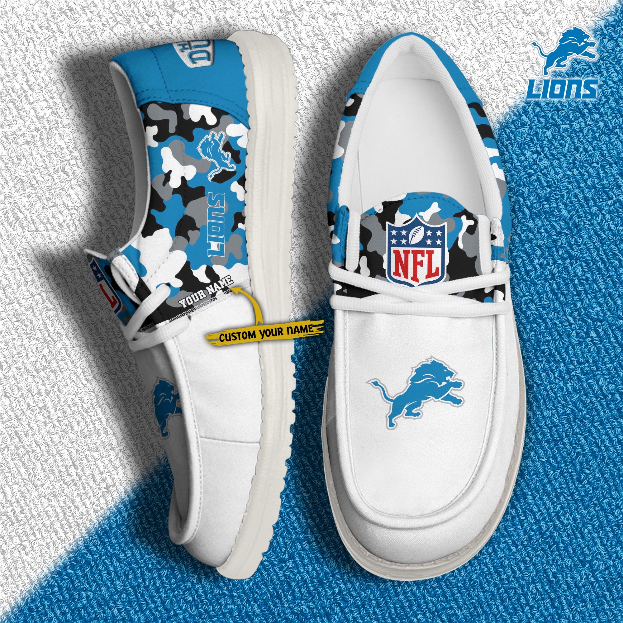 Alternative view of Detroit Lions Football H-D Canvas Loafer Shoes Custom Your Name, Sport Shoes For Fan, Fan Gifts EHIVM-04031614N