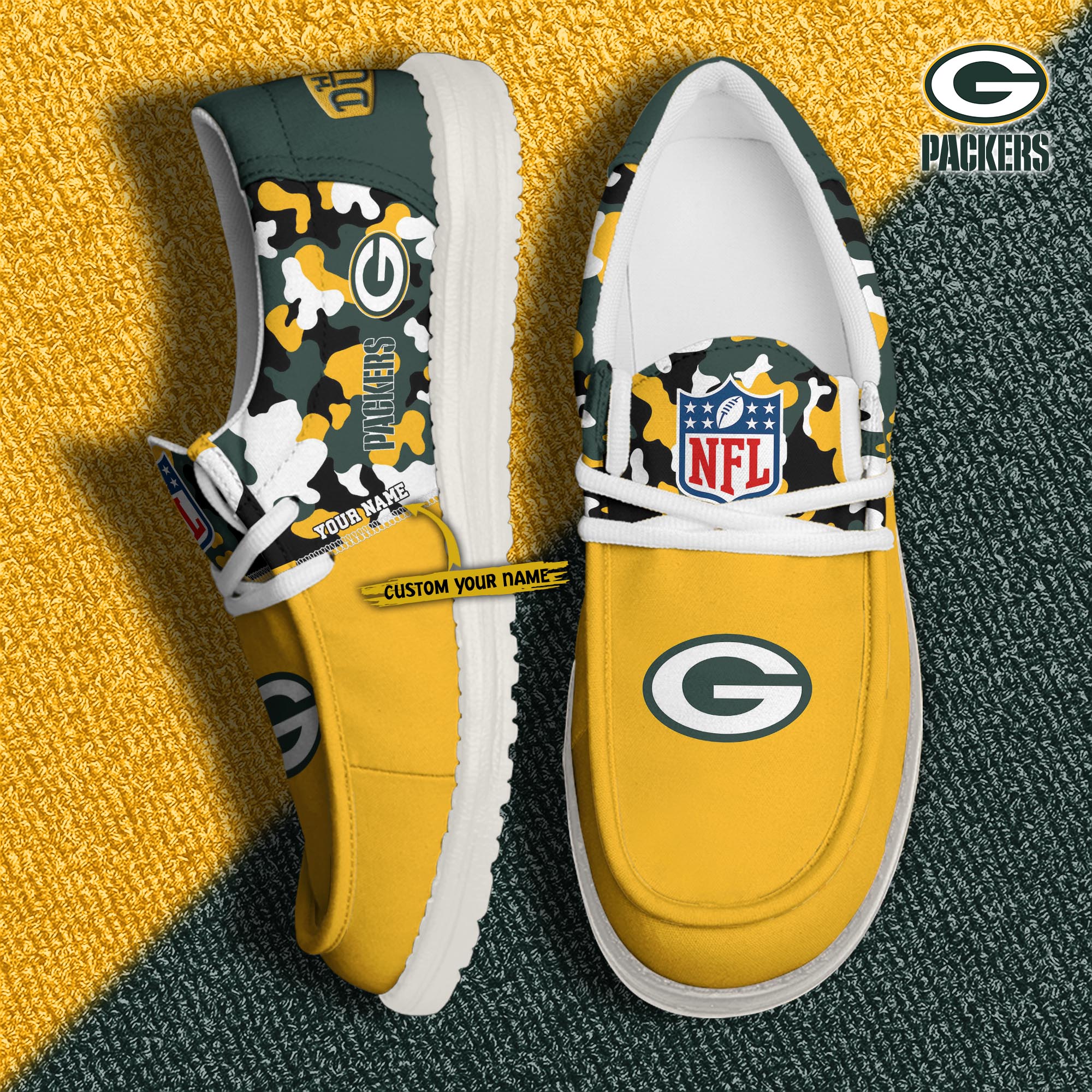 Alternative view of Green Bay Packers Football H-D Canvas Loafer Shoes Custom Your Name, Sport Shoes For Fan, Fan Gifts EHIVM-04031614N