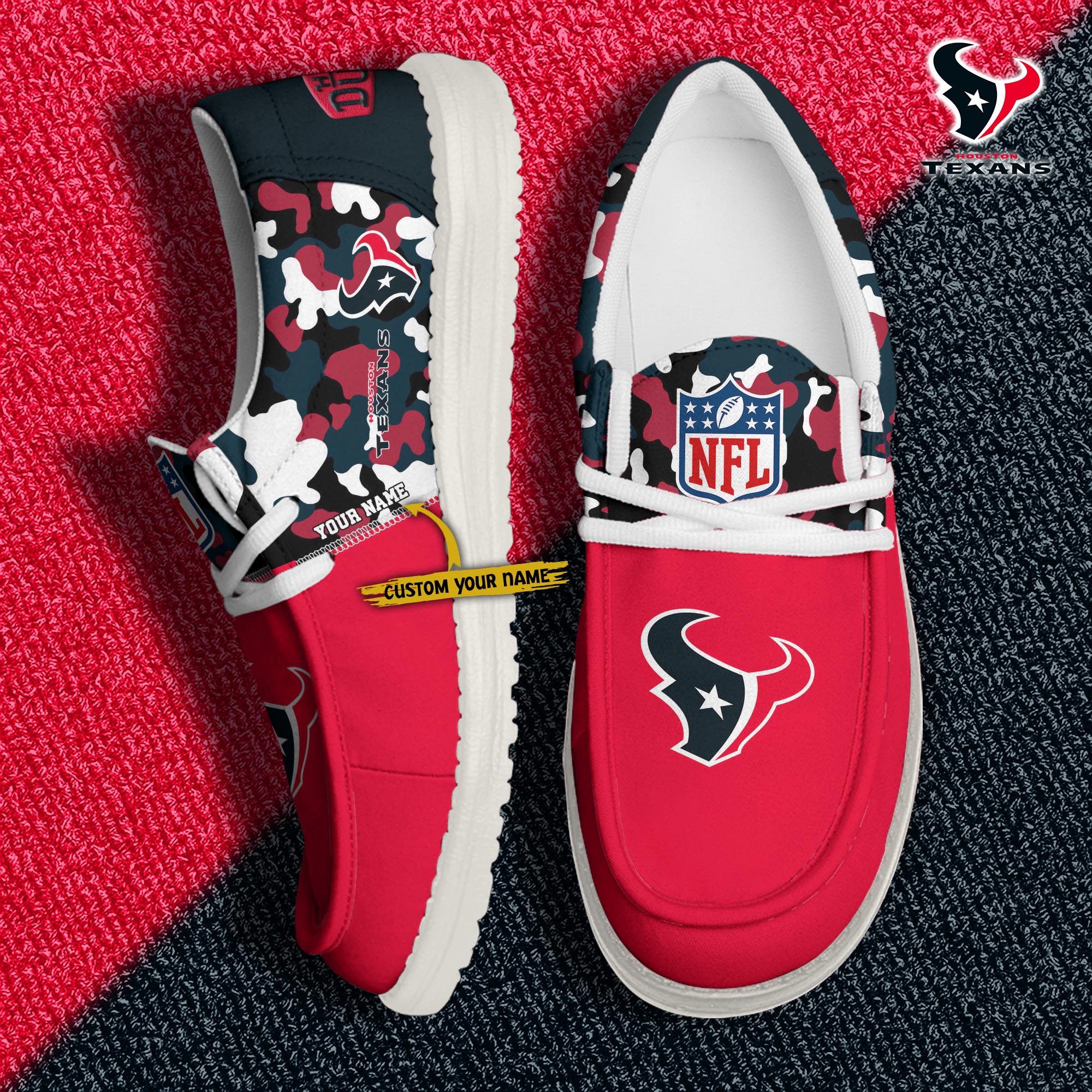 Alternative view of Houston Texans Football H-D Canvas Loafer Shoes Custom Your Name, Sport Shoes For Fan, Fan Gifts EHIVM-04031614N