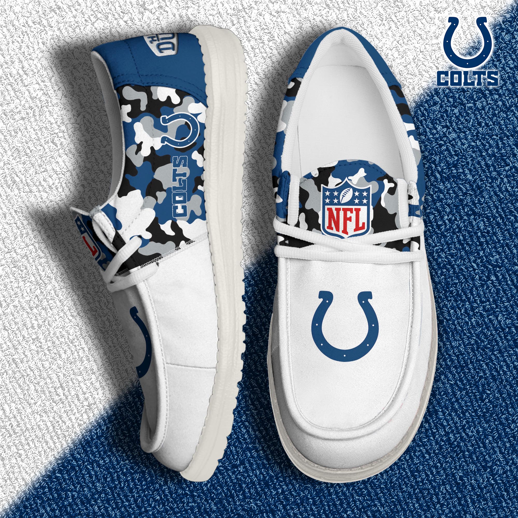 Indianapolis Colts Football H-D Canvas Loafer Shoes Custom Your Name, Sport Shoes For Fan, Fan Gifts EHIVM-04031614N