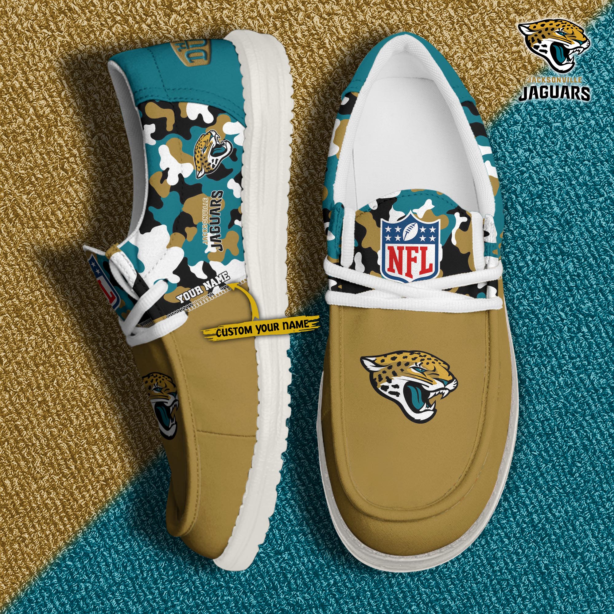Alternative view of Jacksonville Jaguars Football H-D Canvas Loafer Shoes Custom Your Name, Sport Shoes For Fan, Fan Gifts EHIVM-04031614N