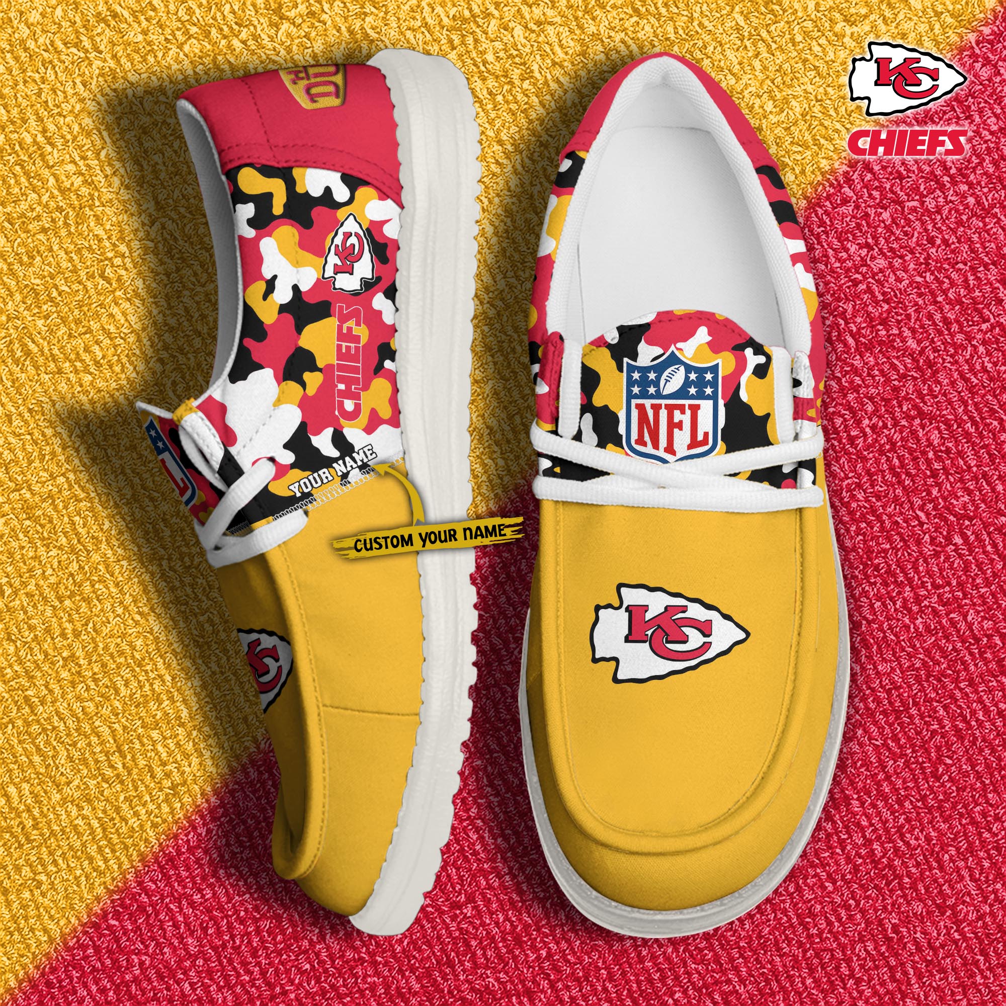 Alternative view of Kansas City Chiefs Football H-D Canvas Loafer Shoes Custom Your Name, Sport Shoes For Fan, Fan Gifts EHIVM-04031614N