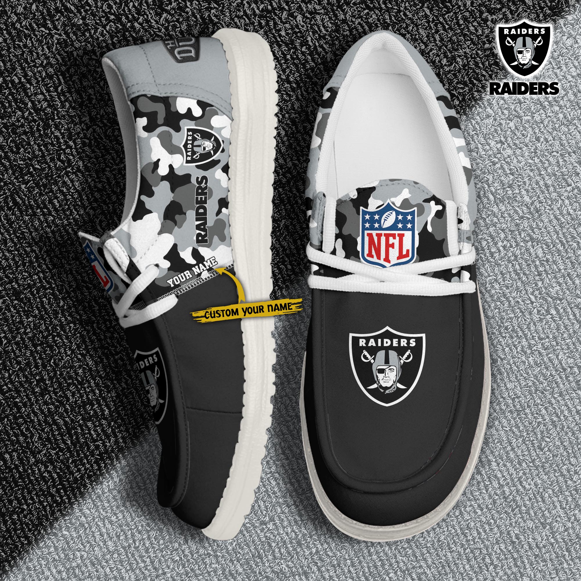 Alternative view of Las Vegas Raiders Football H-D Canvas Loafer Shoes Custom Your Name, Sport Shoes For Fan, Fan Gifts EHIVM-04031614N