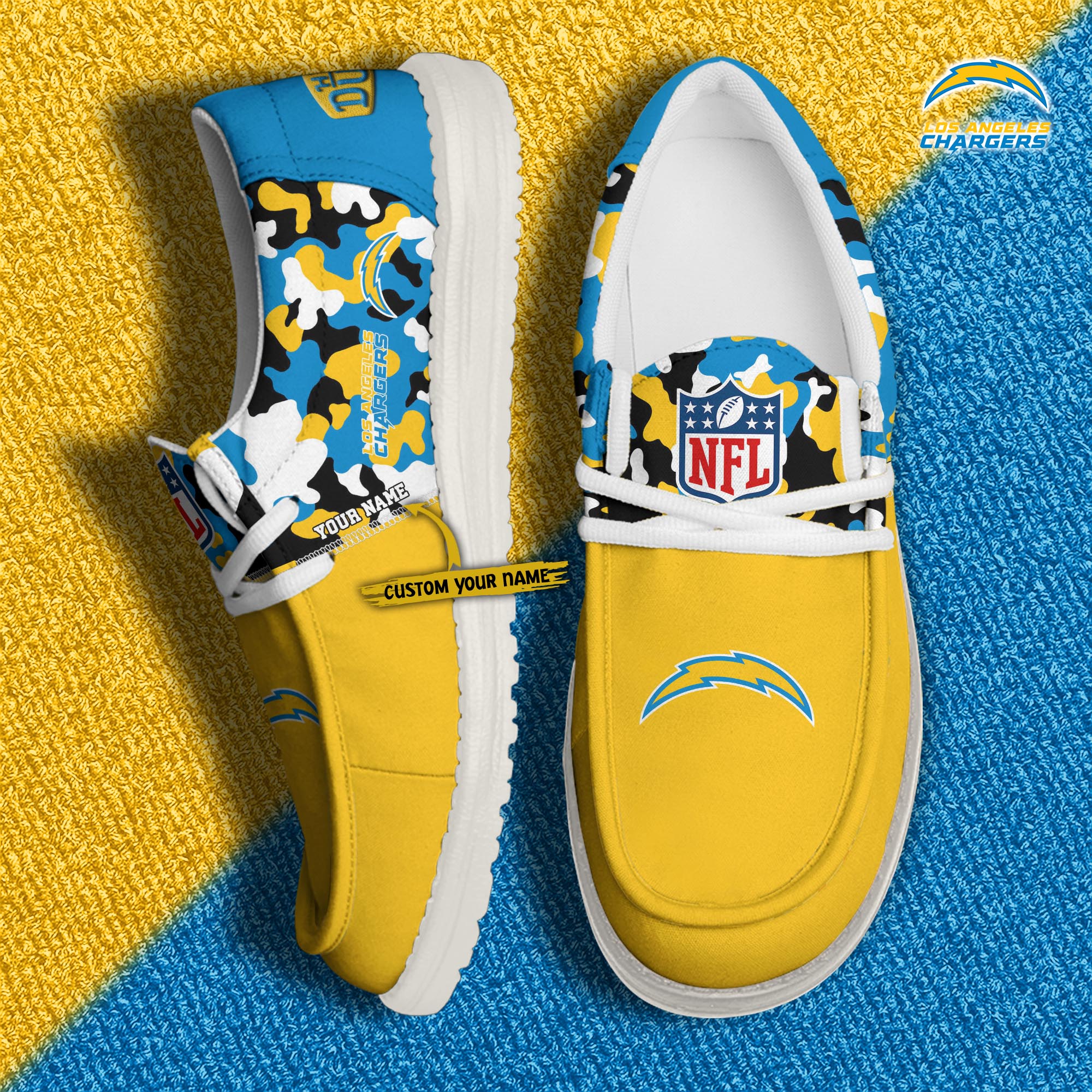 Alternative view of Los Angeles Chargers Football H-D Canvas Loafer Shoes Custom Your Name, Sport Shoes For Fan, Fan Gifts EHIVM-04031614N