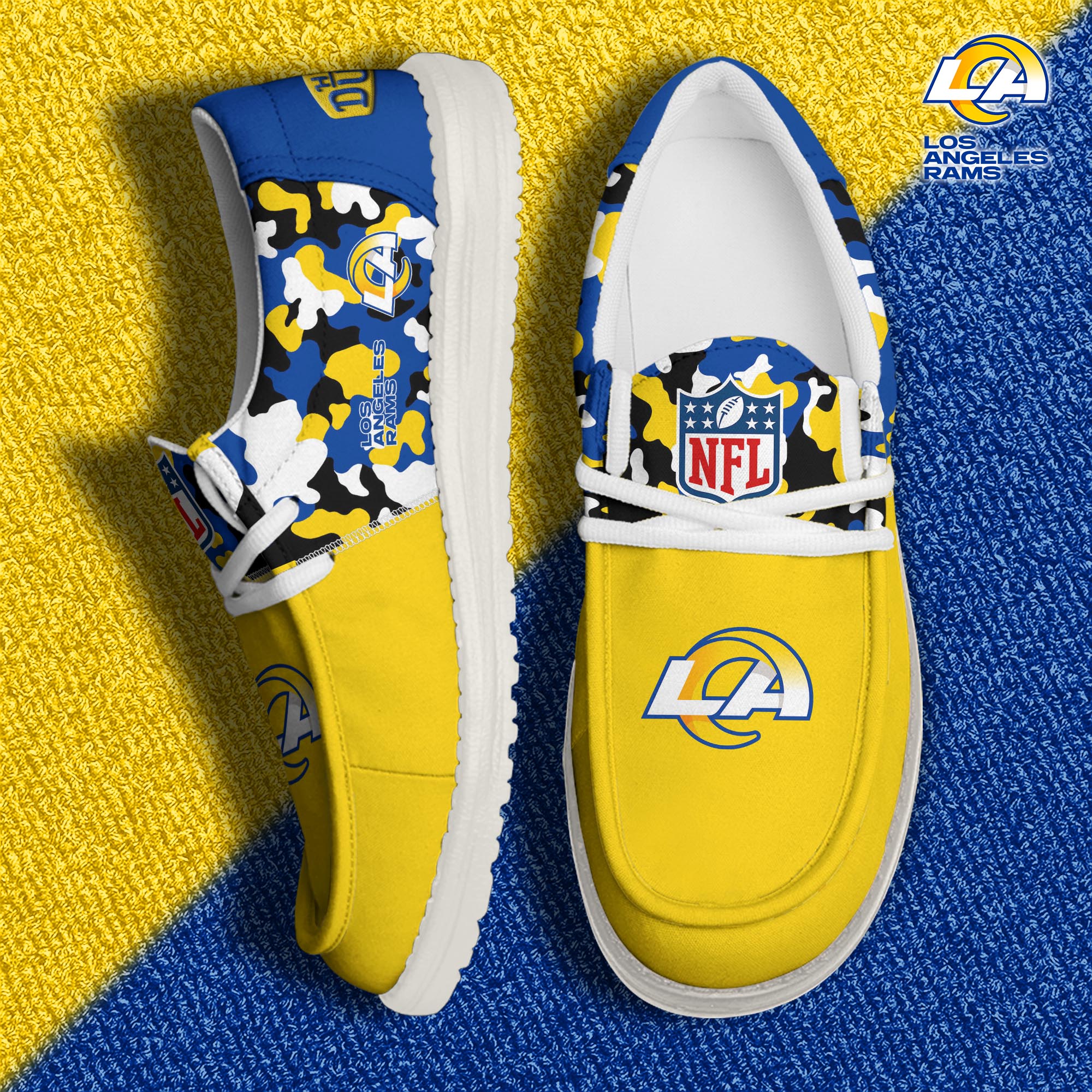 Los Angeles Rams Football H-D Canvas Loafer Shoes Custom Your Name, Sport Shoes For Fan, Fan Gifts EHIVM-04031614N