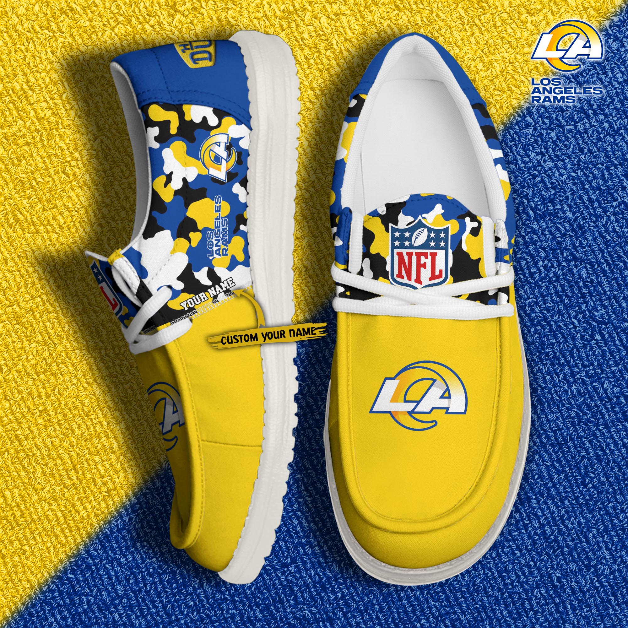 Alternative view of Los Angeles Rams Football H-D Canvas Loafer Shoes Custom Your Name, Sport Shoes For Fan, Fan Gifts EHIVM-04031614N