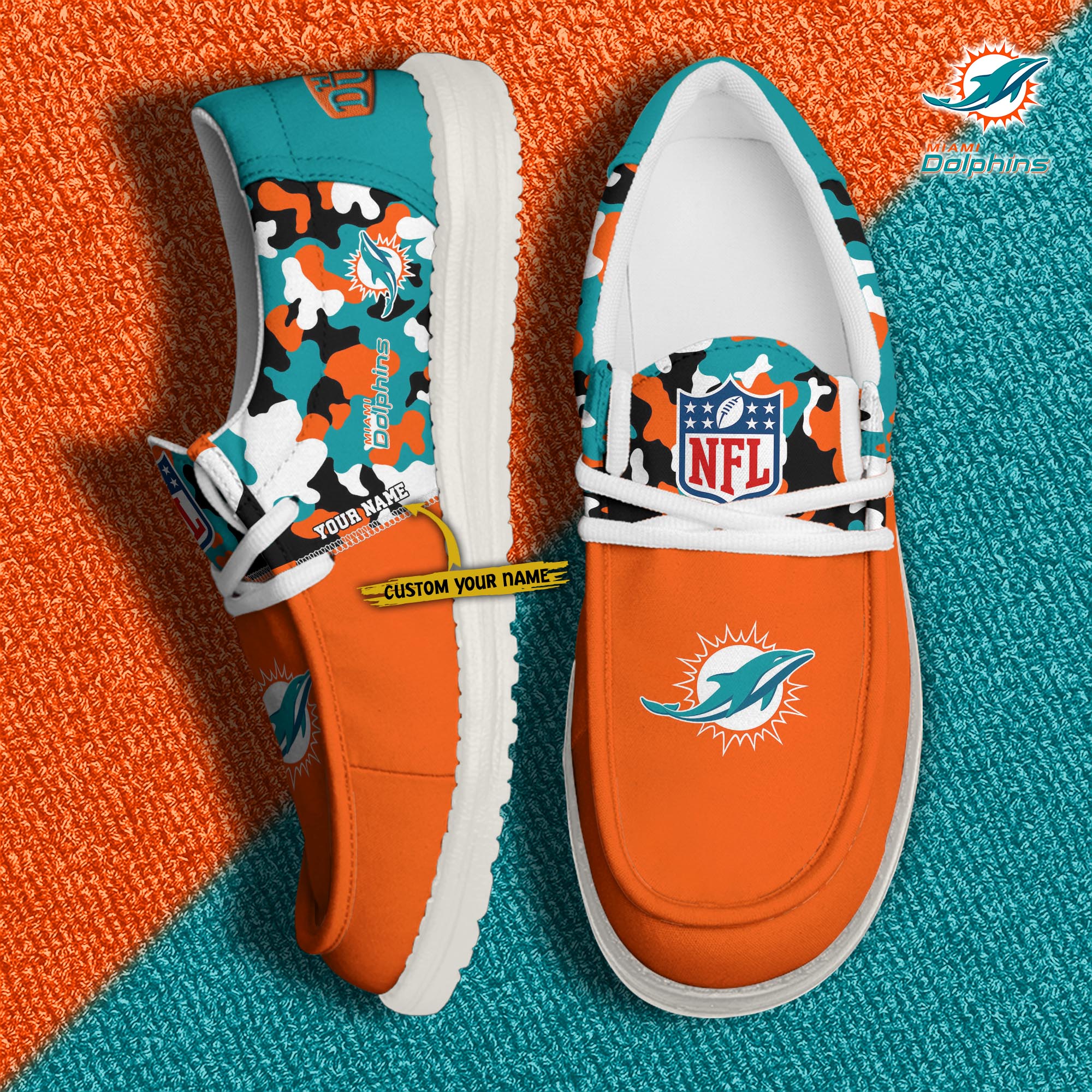 Alternative view of Miami Dolphins Football H-D Canvas Loafer Shoes Custom Your Name, Sport Shoes For Fan, Fan Gifts EHIVM-04031614N